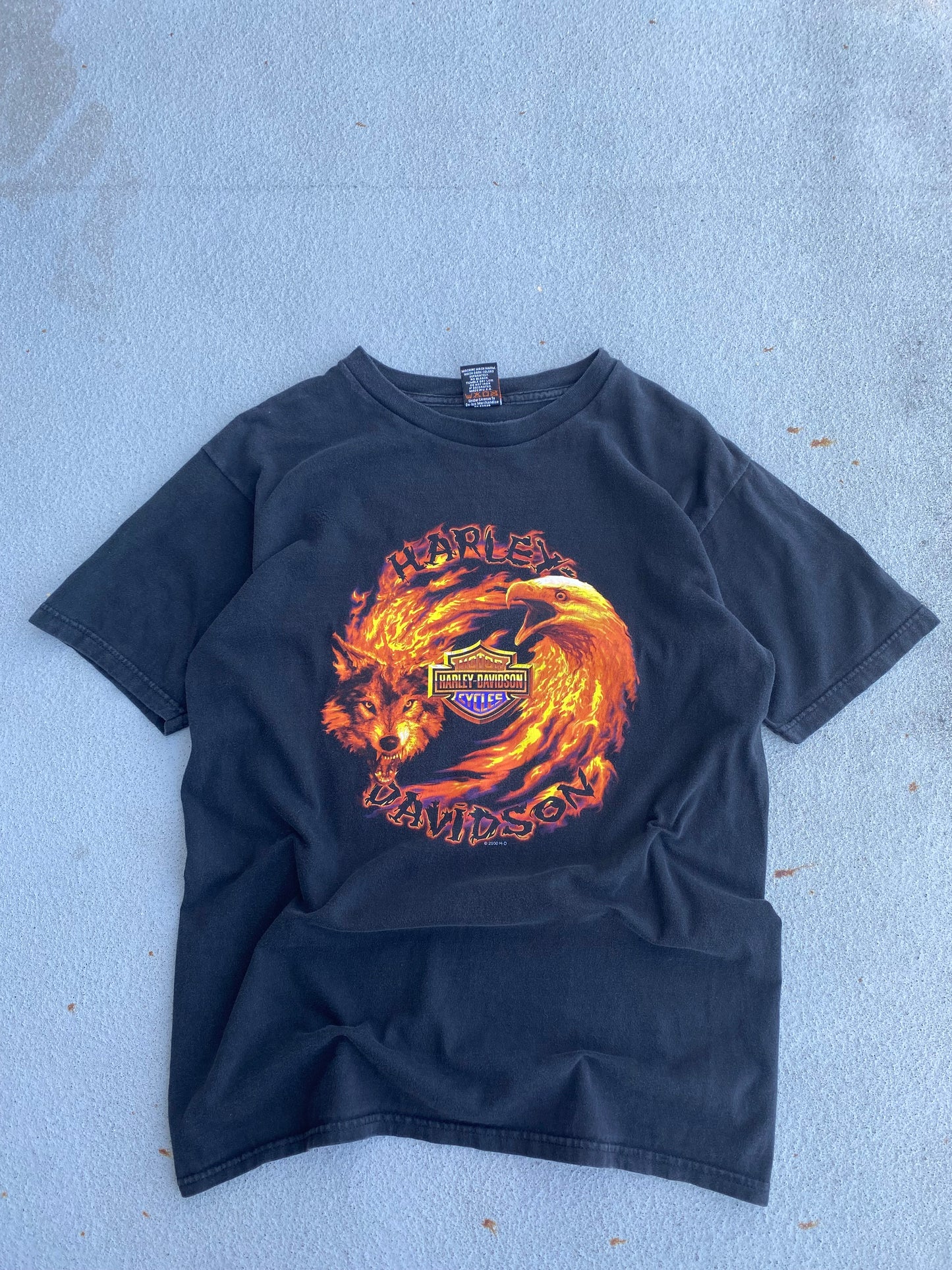 Vintage Harley Davidson Flaming Wolf and Eagle shirt size large