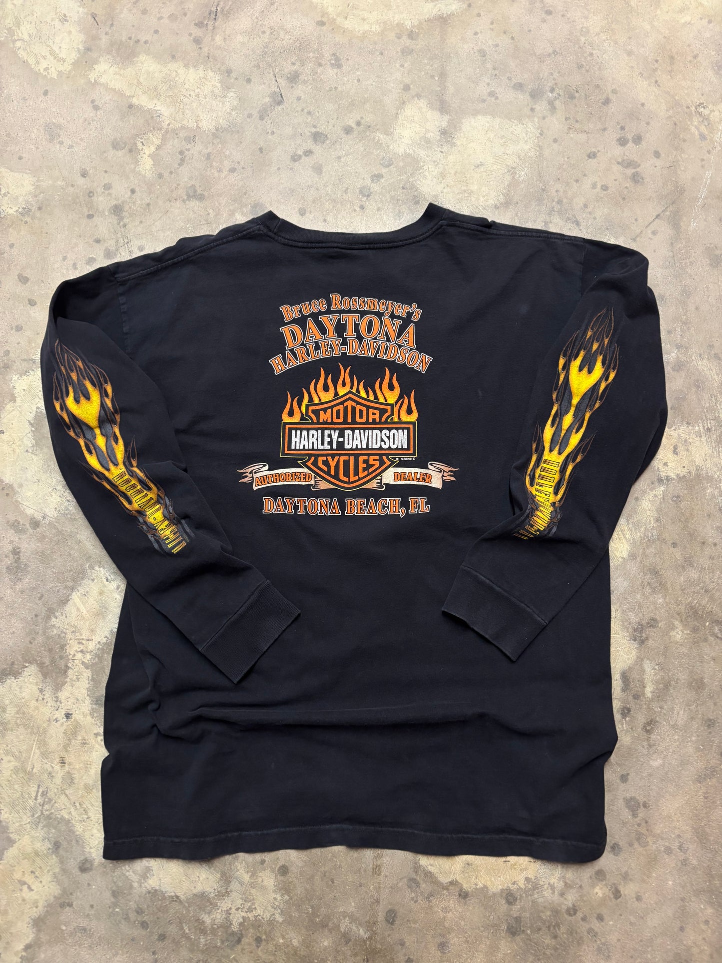 Vintage Harley Davidson Yellow flame long sleeve size xxl