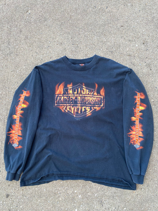 Vintage flame ball Harley Davidson long sleeve shirt size extra large