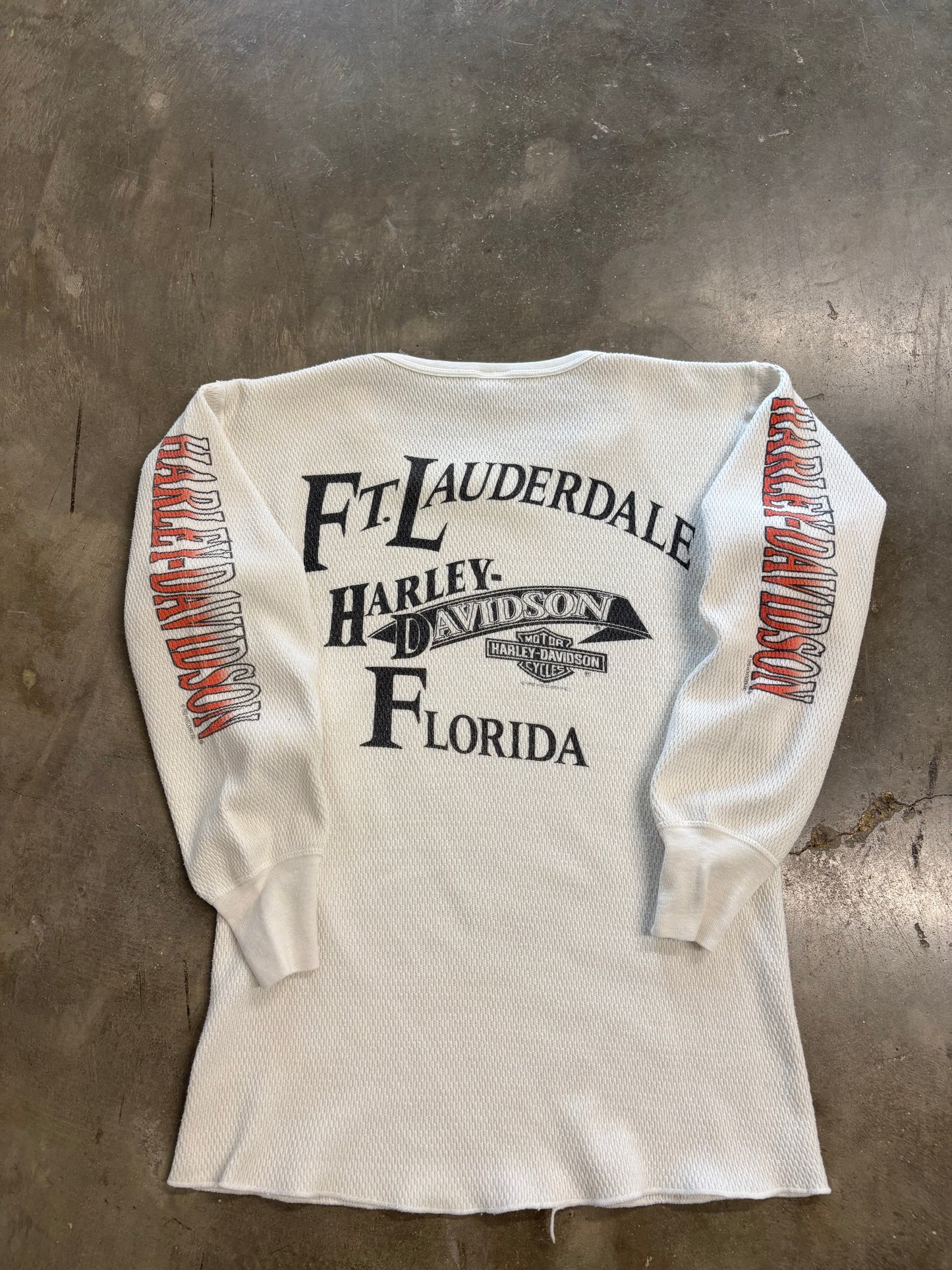 Vintage Harley Davidson White Thermal Size large