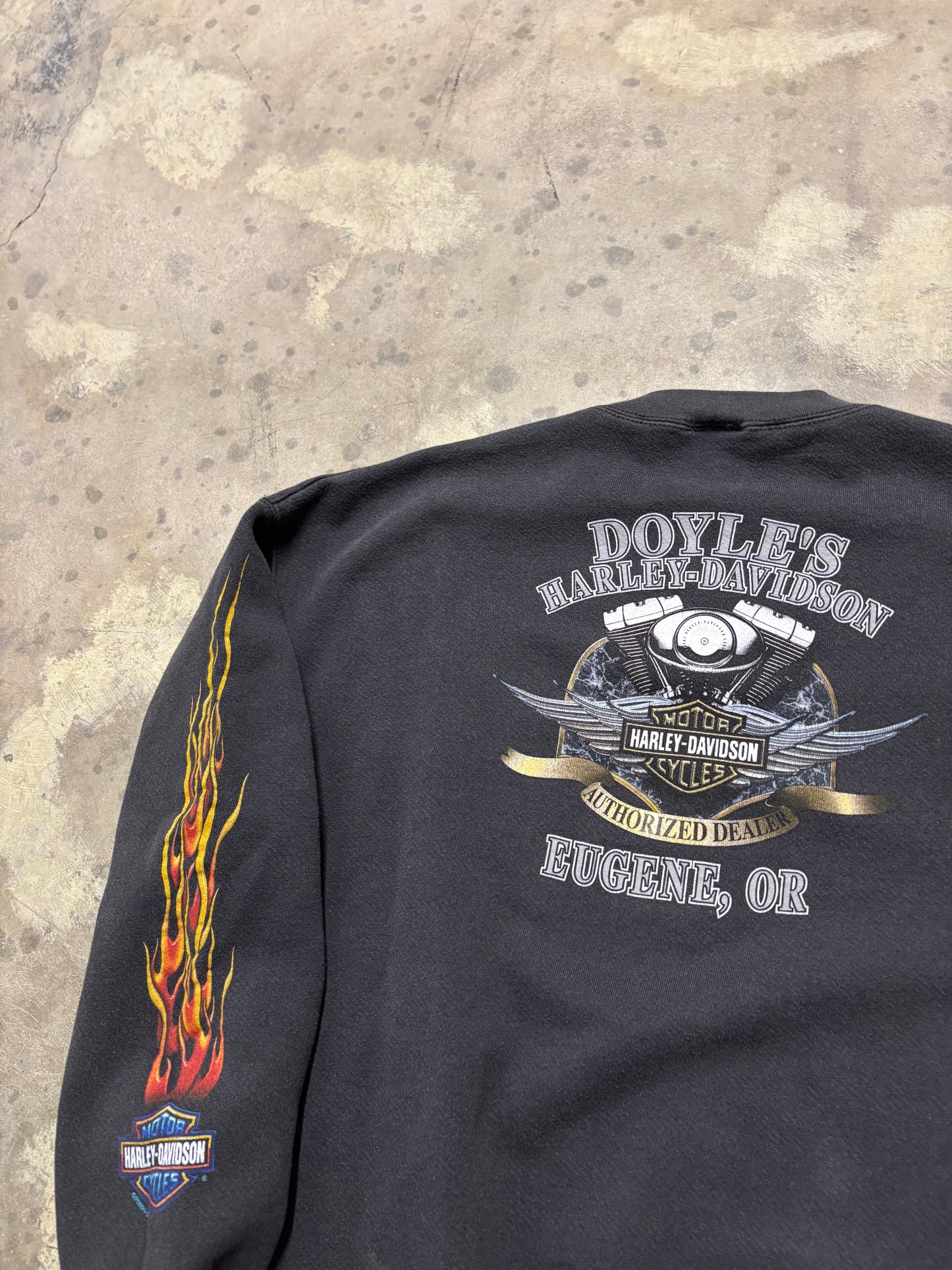 Vintage Harley Davidson flame sleeve Crewneck size XL