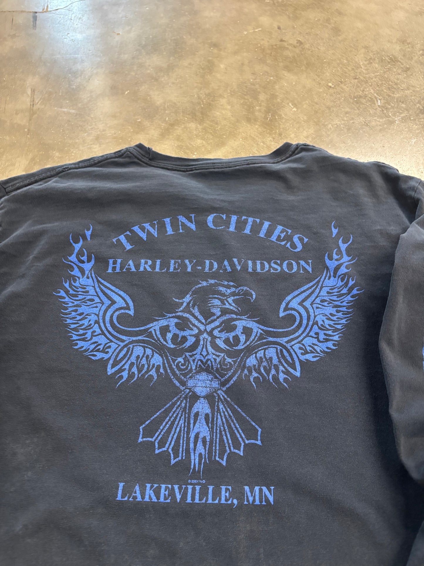 Vintage Harley Davidson Blue Flame long sleeve size medium