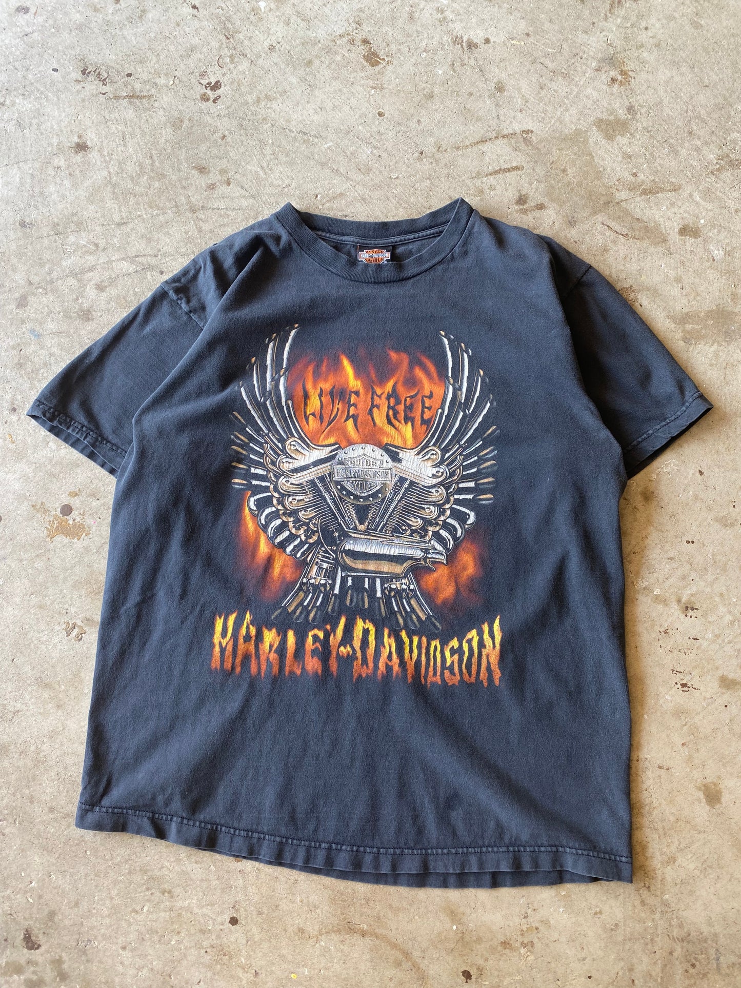 Vintage Flaming Shovelhead Harley Davidson Shirt size large