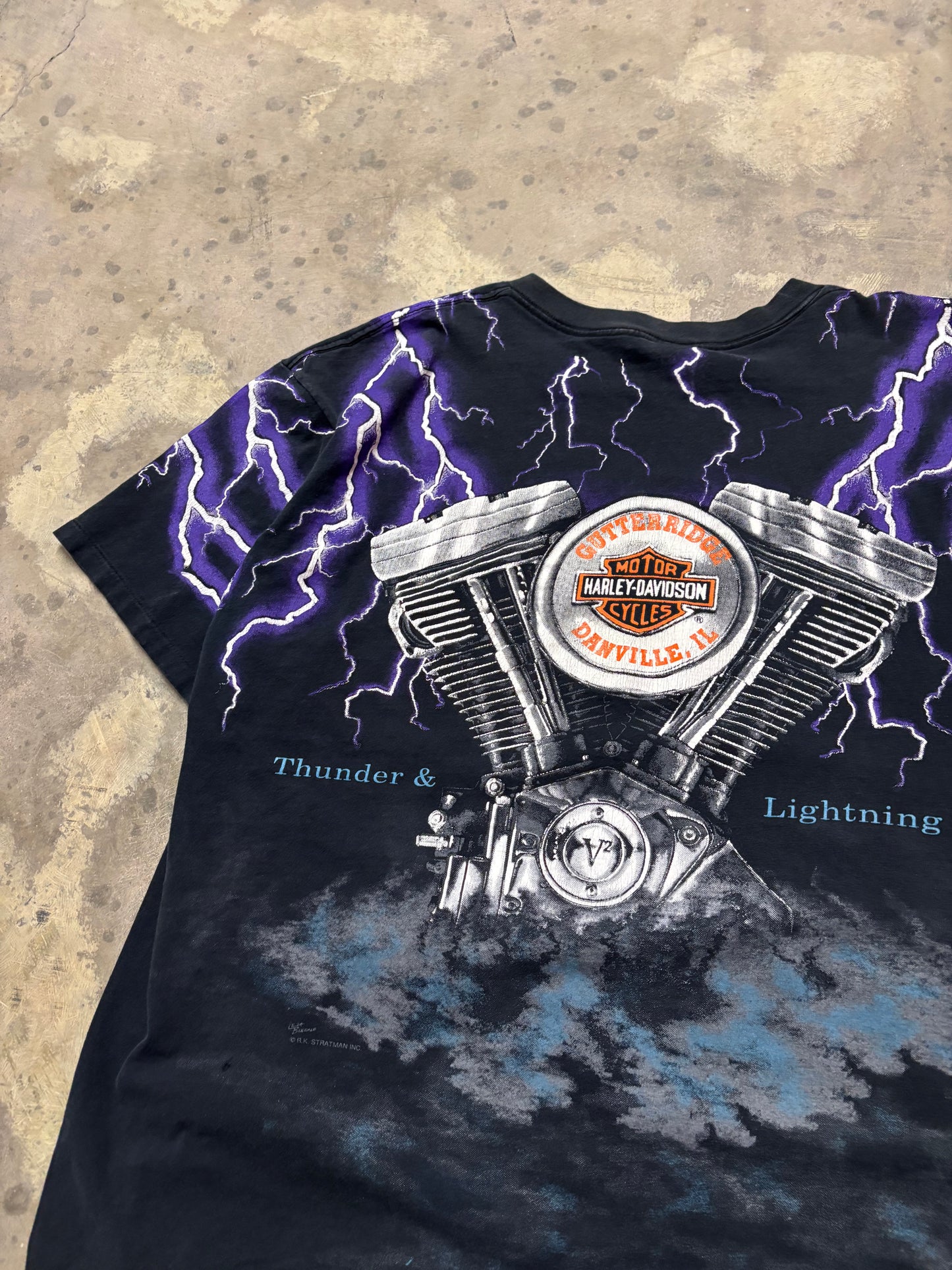 Vintage Harley Davidson AOP lightning shirt size XXXL