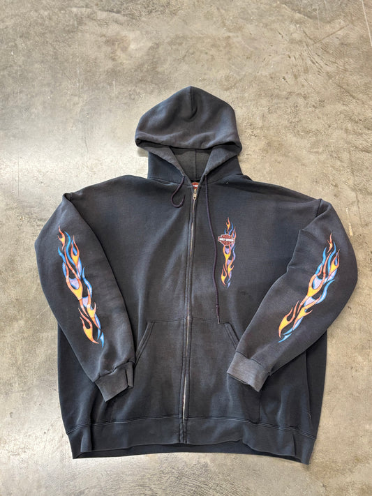 Vintage Harley Davidson Purple and blue flame zip up hoodie size 2XL
