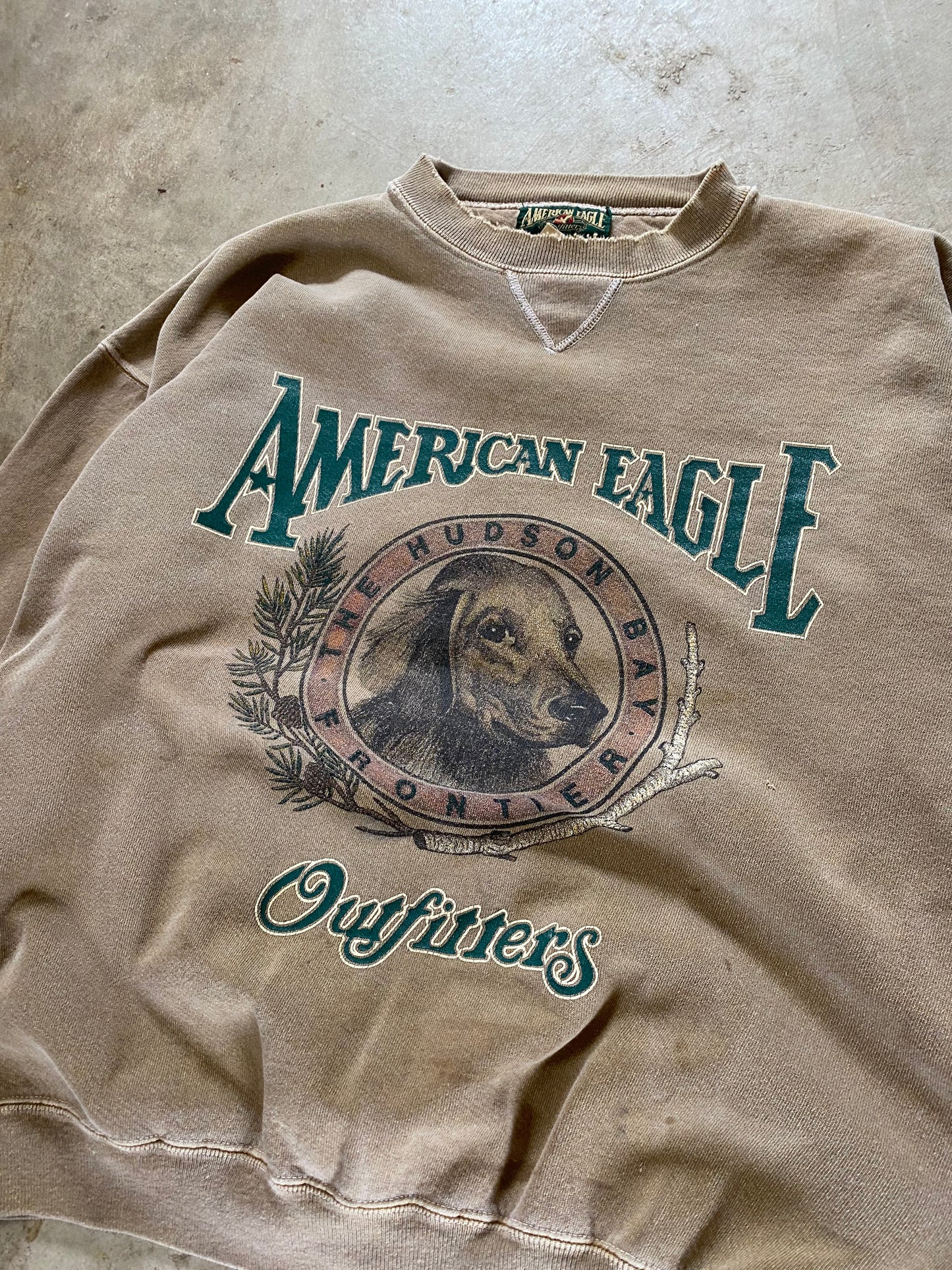 Vintage American Eagle Earth Tone Dog sweatshirt Size Large