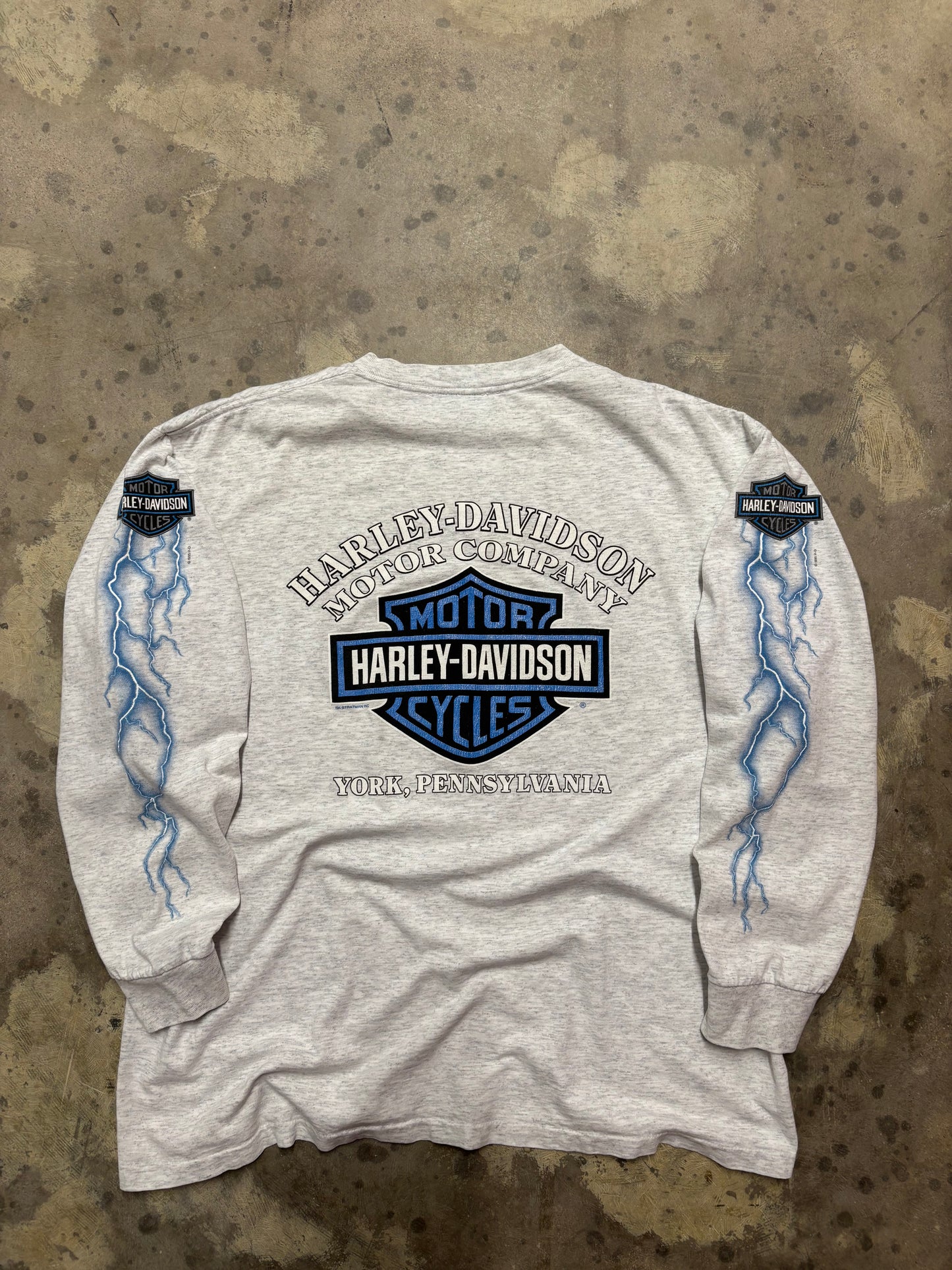 Vintage Harley Davidson Blue Lightning long sleeve size xl