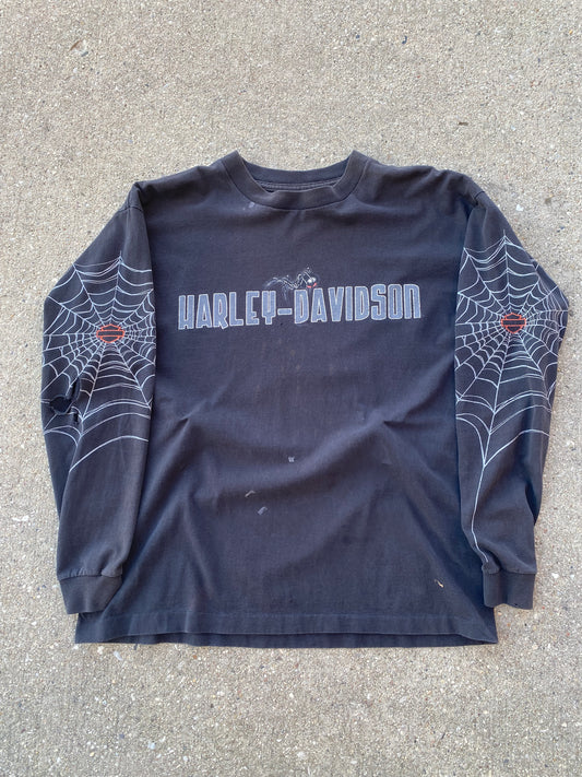 Vintage Harley Davidson Spider Web shirt thrashed long sleeve size large