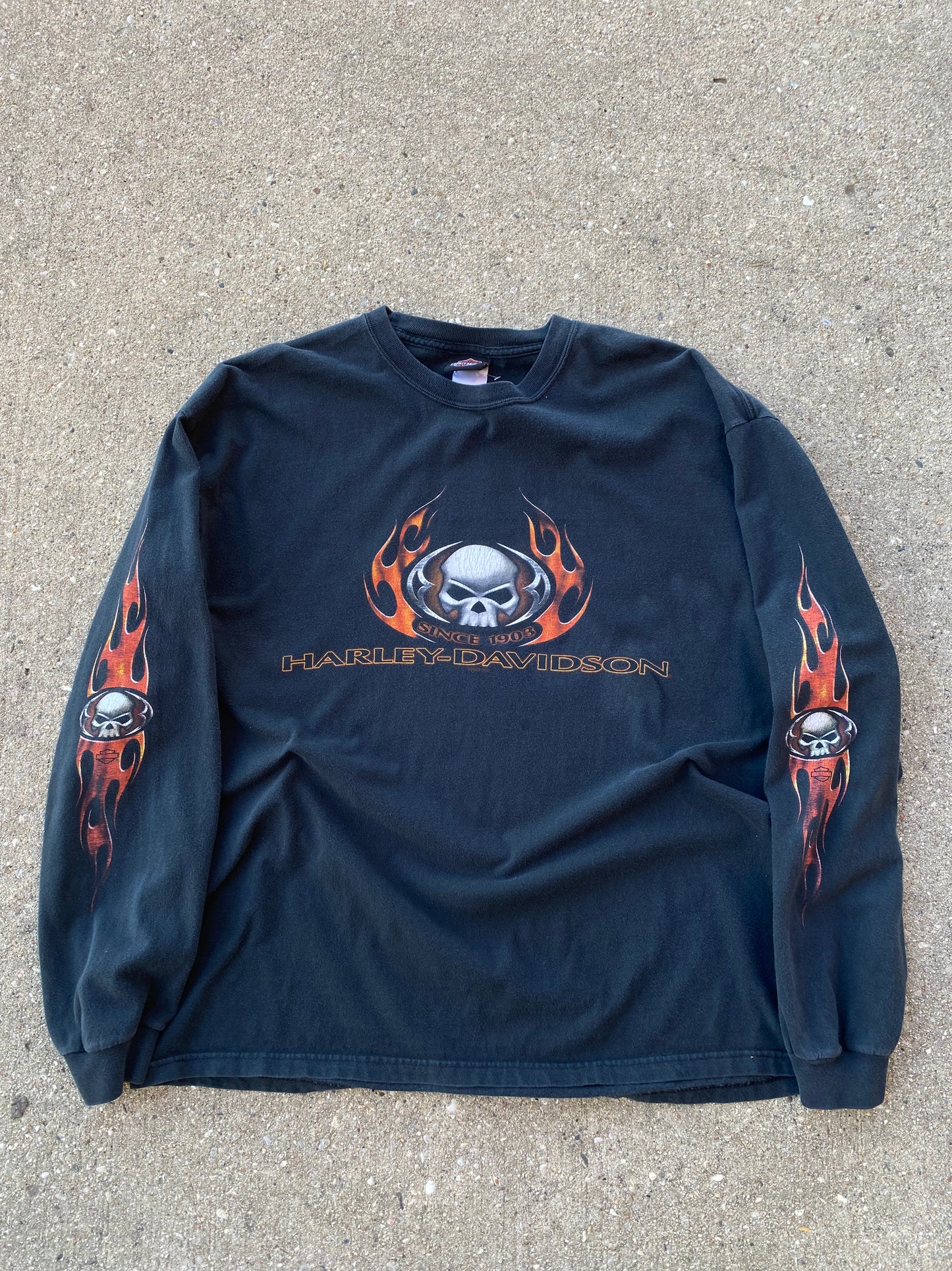 Vintage Harley Davidson Skull and flames long sleeve  shirt size extra large