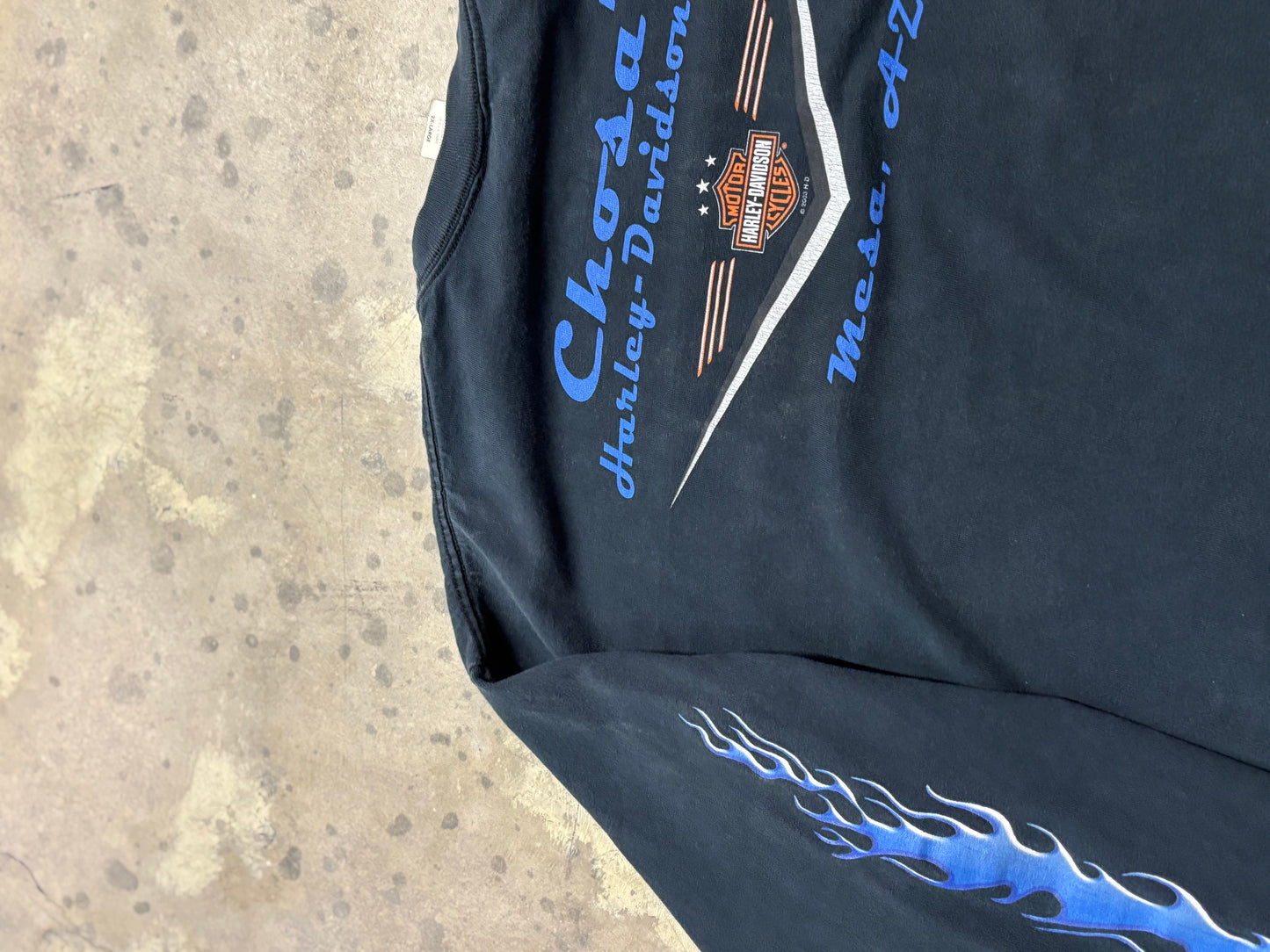Vintage Harley Davison Blue Flame long sleeve size xxl