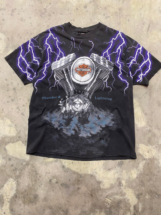 Vintage Harley Davidson Lightning purple AOP size extra large
