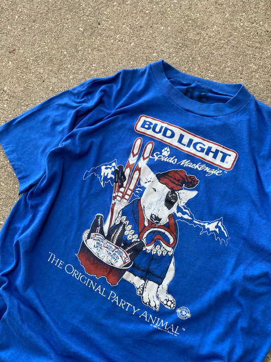 Vintage 80’s Spuds Mackenzie Bud Light Skiing shirt Size Large