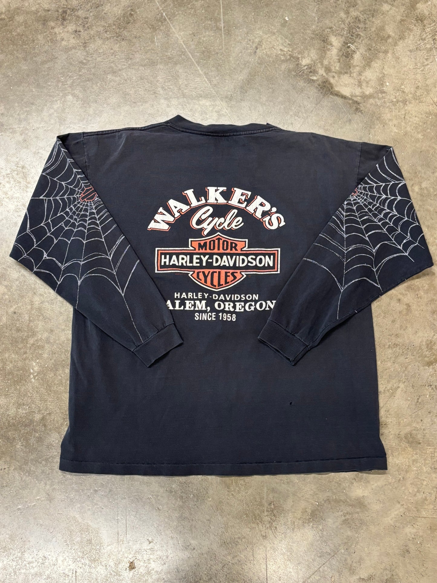 Vintage Harley Davidson spiderweb long sleeve size xl