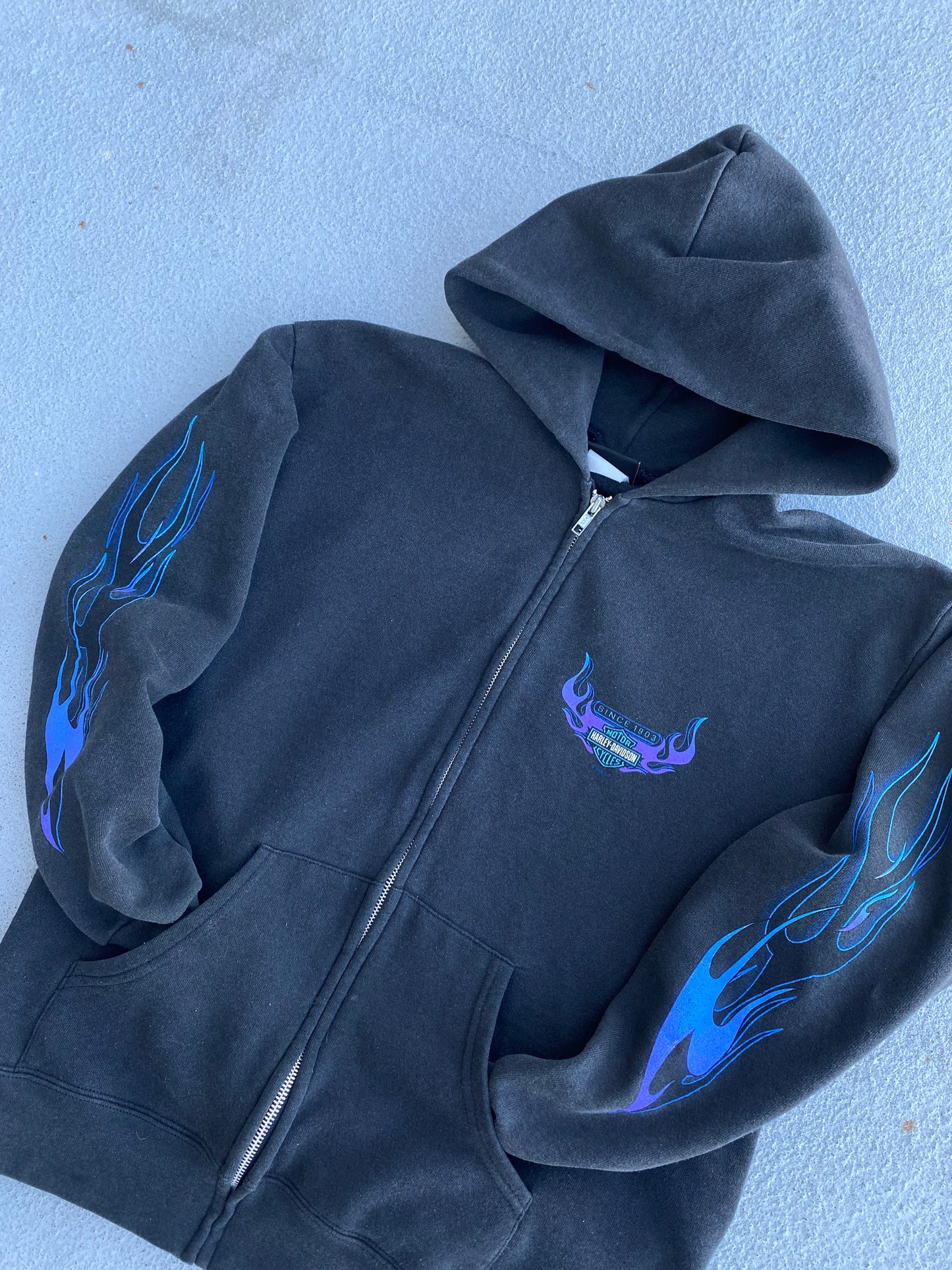 Vintage Harley Davidson Purple flame zip up hoodie size medium