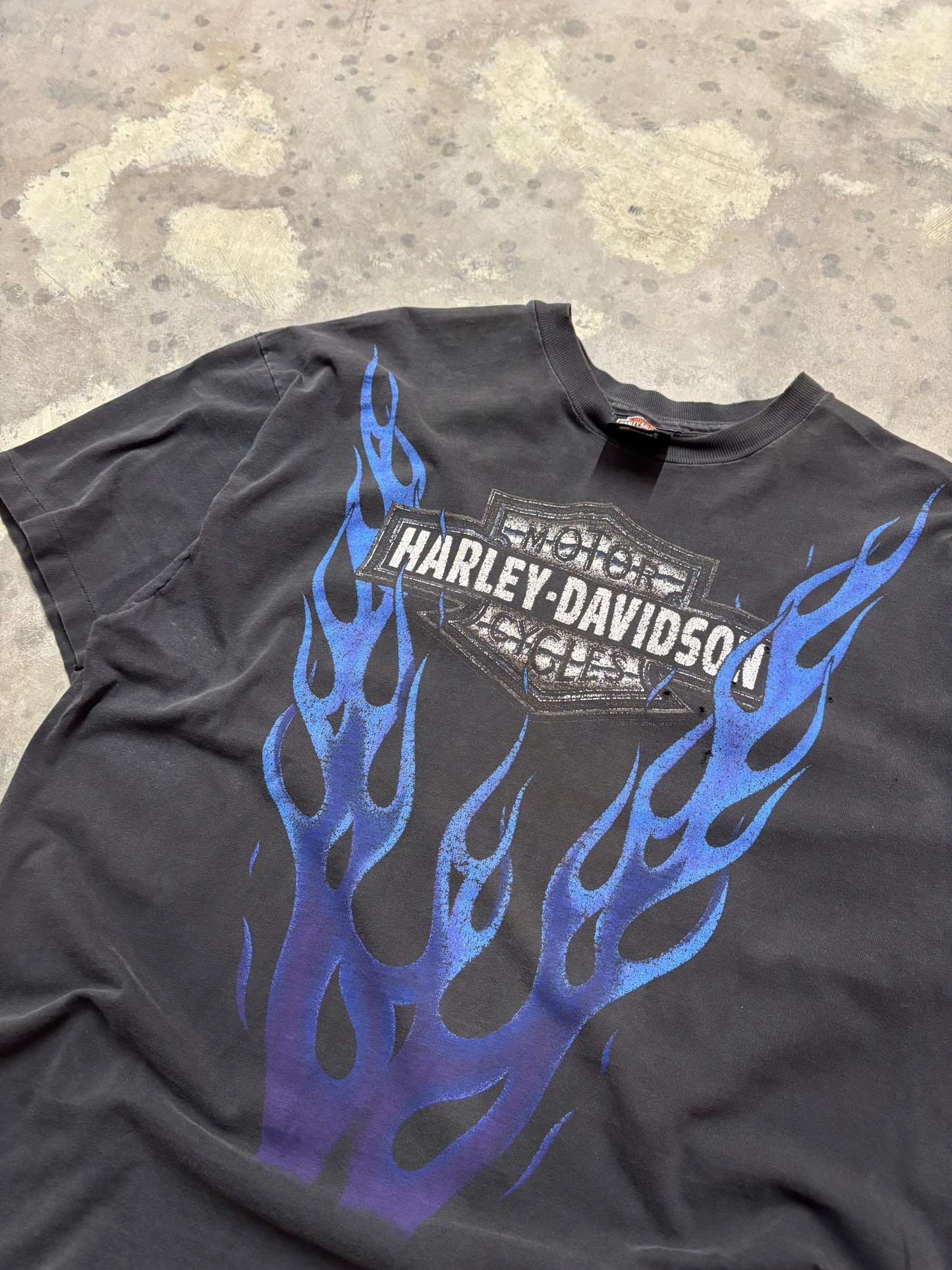 Vintage Harley Davidson Blue Flame V Twin shirt size XL