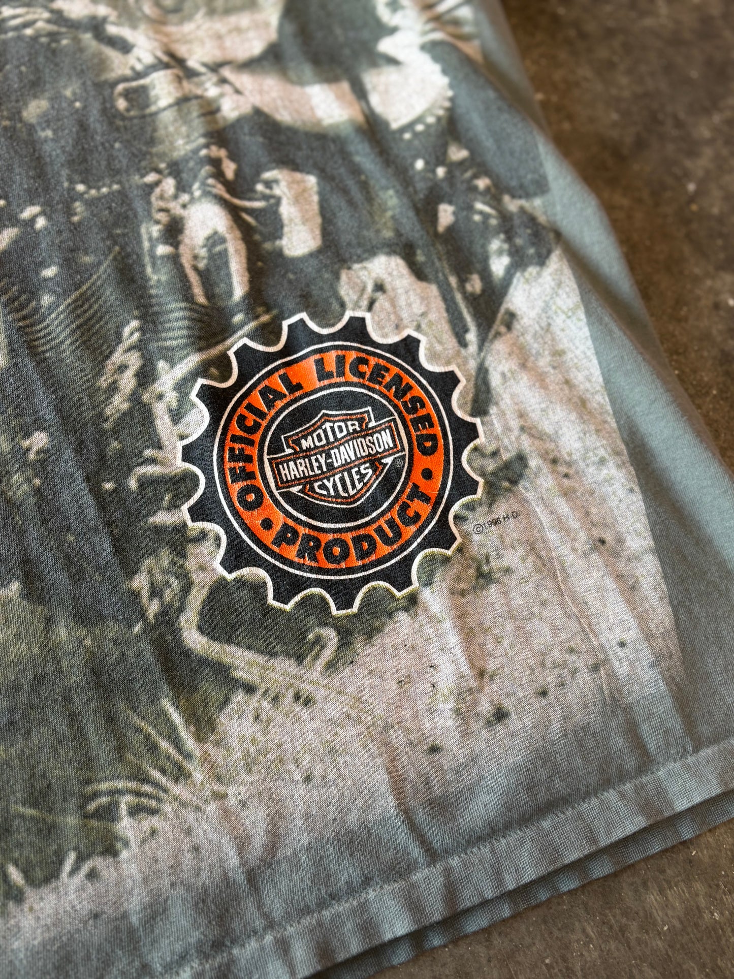 Vintage Harley Davidson green AOP shirt size large