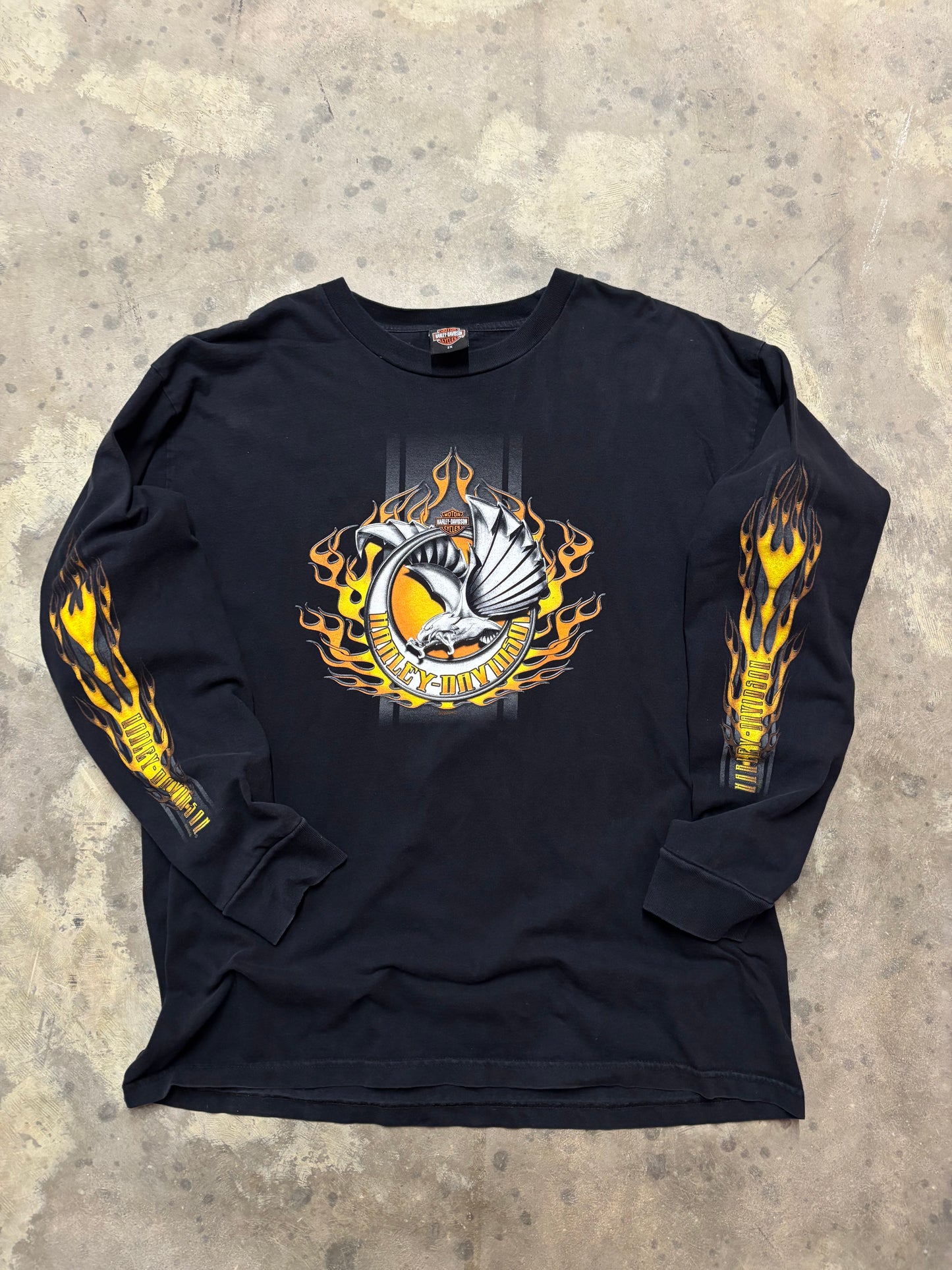 Vintage Harley Davidson Yellow flame long sleeve size xxl