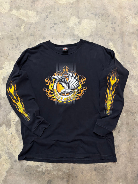 Vintage Harley Davidson Yellow flame long sleeve size xxl