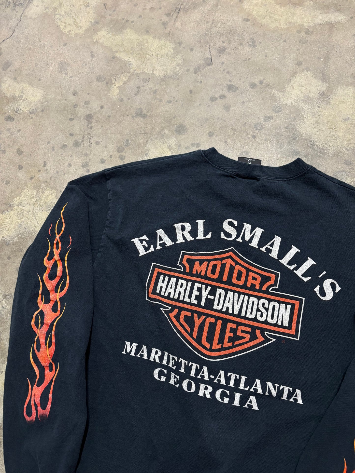 Vintage Harley Davidson Feel the Heat flame long sleeve shirt size large
