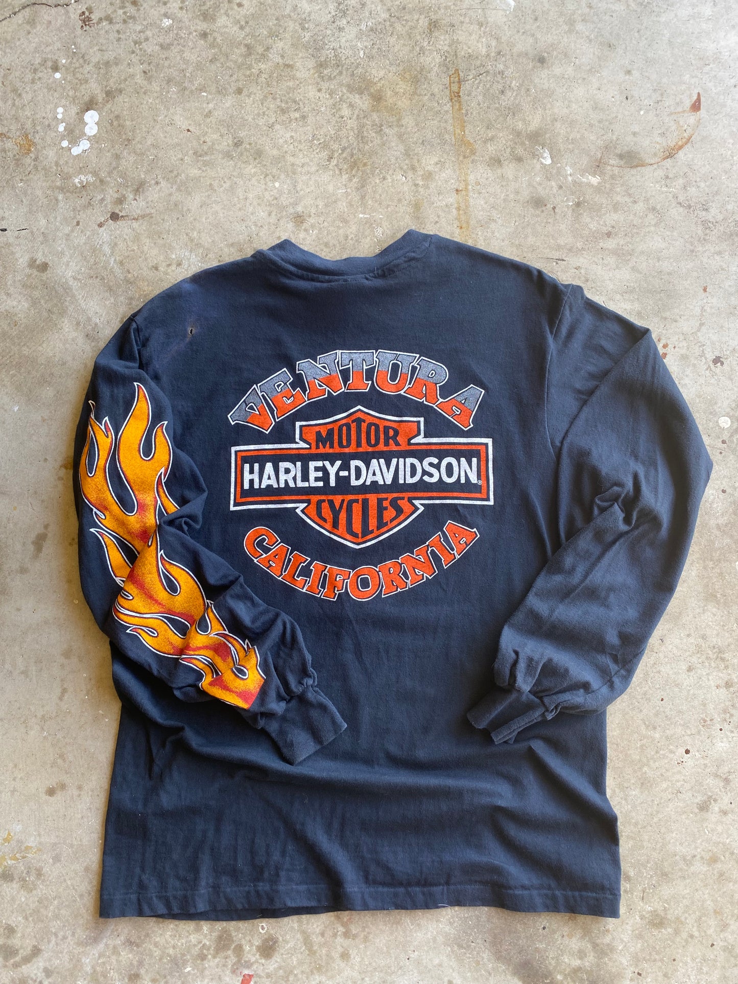 Vintage Harley Davidson 80’s Flame ball long sleeve shirt size large