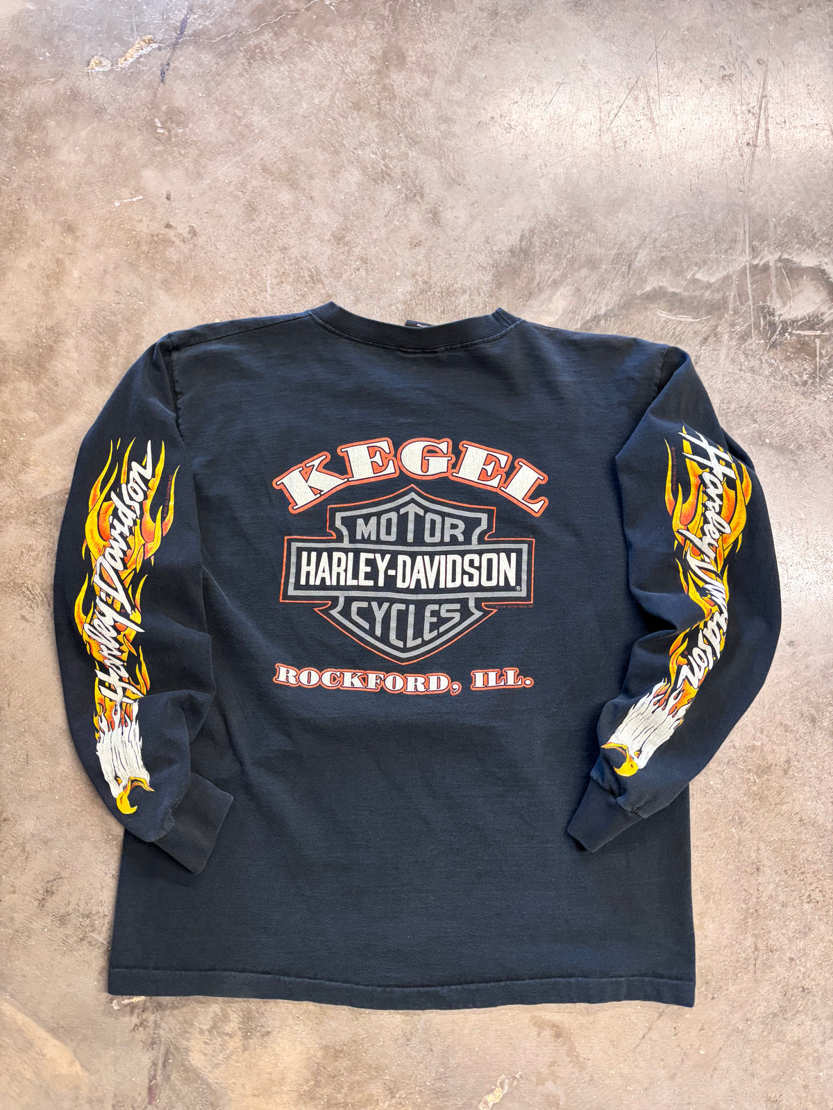 Vintage Early 90’s Harley Davidson flaming Eagle long sleeve size large