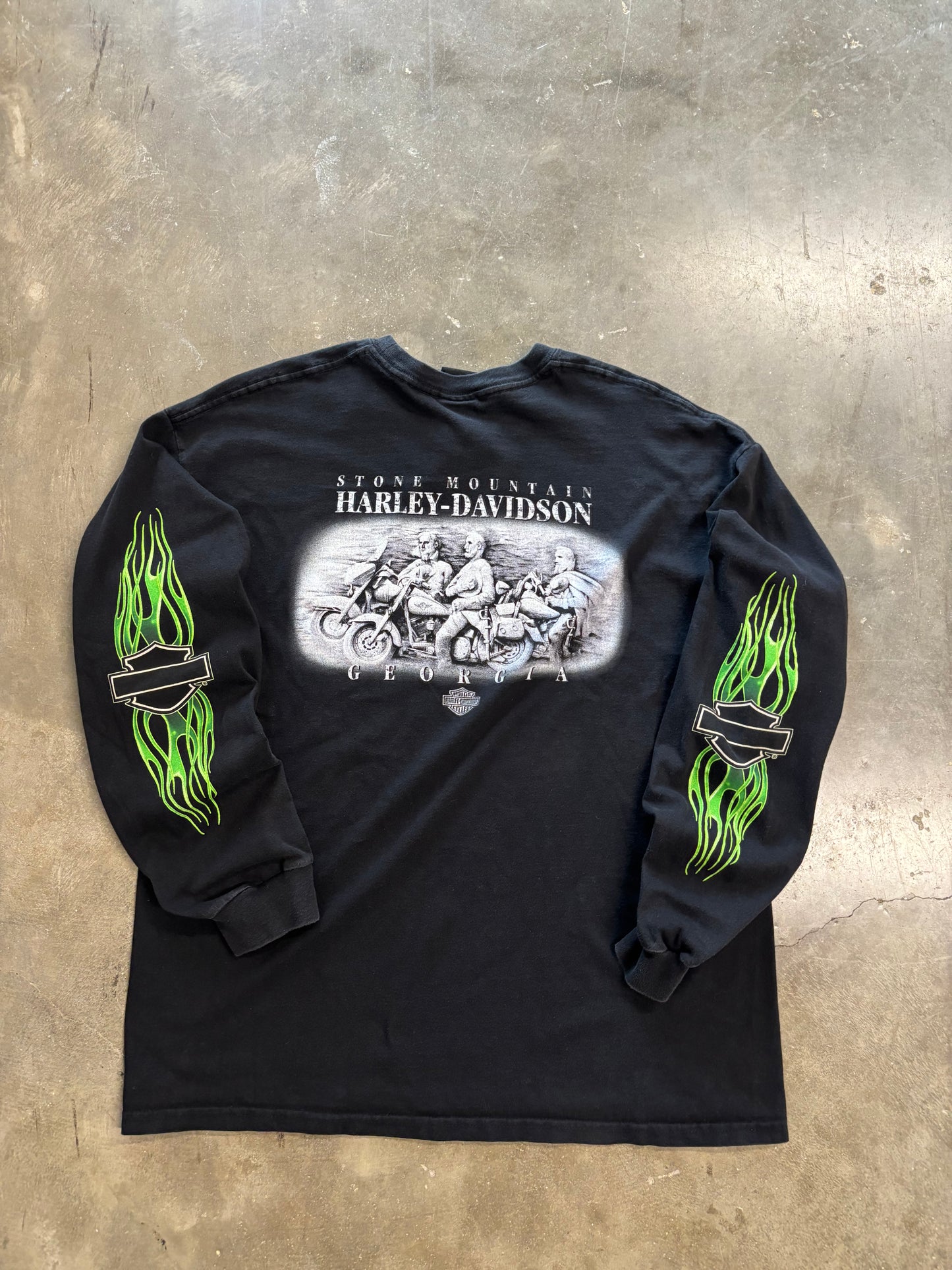 Vintage Harley Davidson Green Flame long sleeve size XL