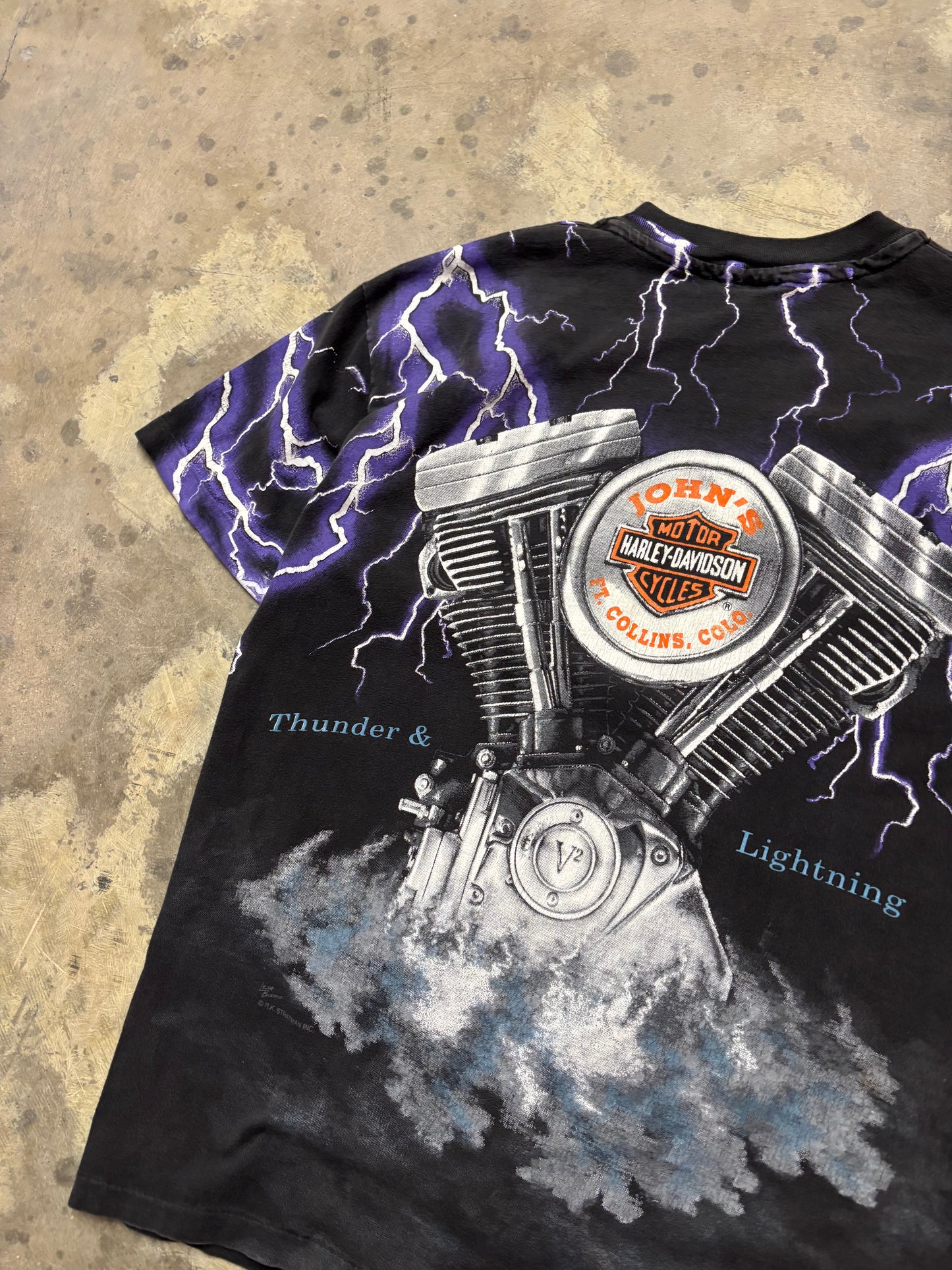 Vintage Harley Davidson Lightning AOP shirt size large