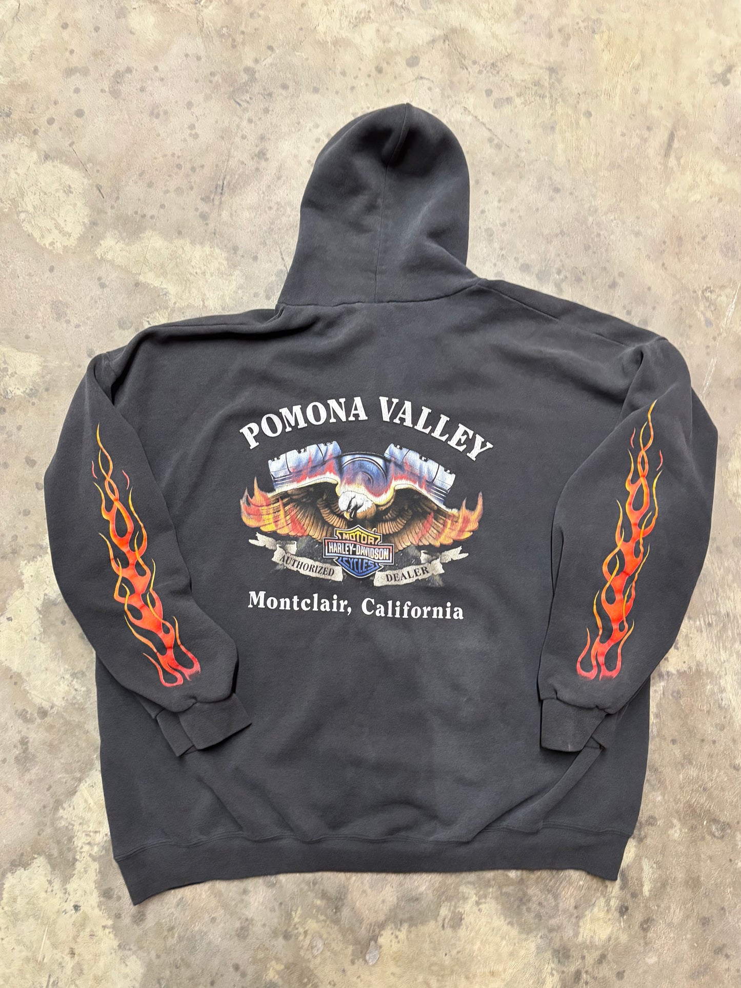 Vintage Harley Davidson Flame sleeve zip up hoodie size XXXL