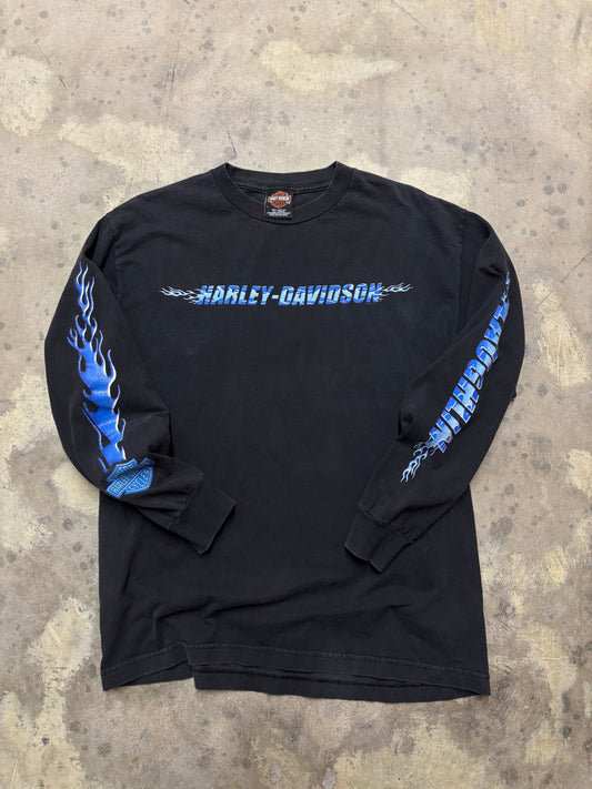 Vintage Harley Davidson blue flame long sleeve size large