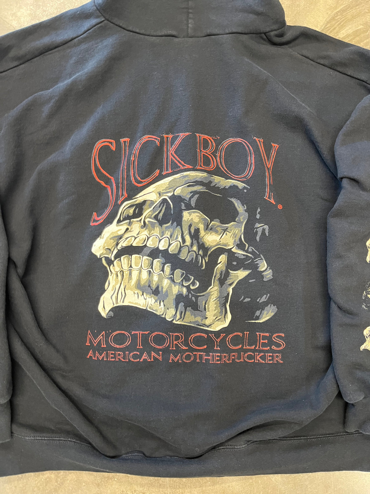 Sick boy motorcycles skullpile zip up hoodie size extra large
