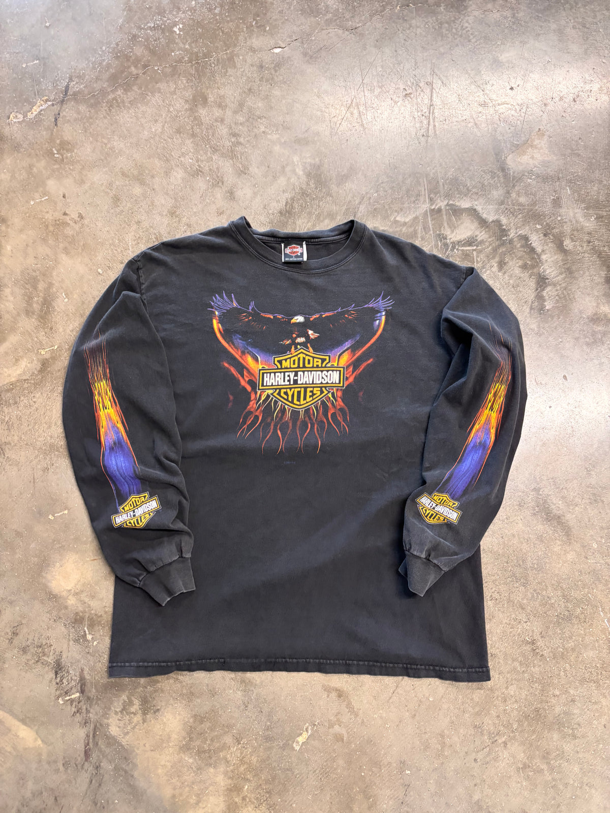 Vintage Harley Davidson Flaming Eagle long sleeve  size large