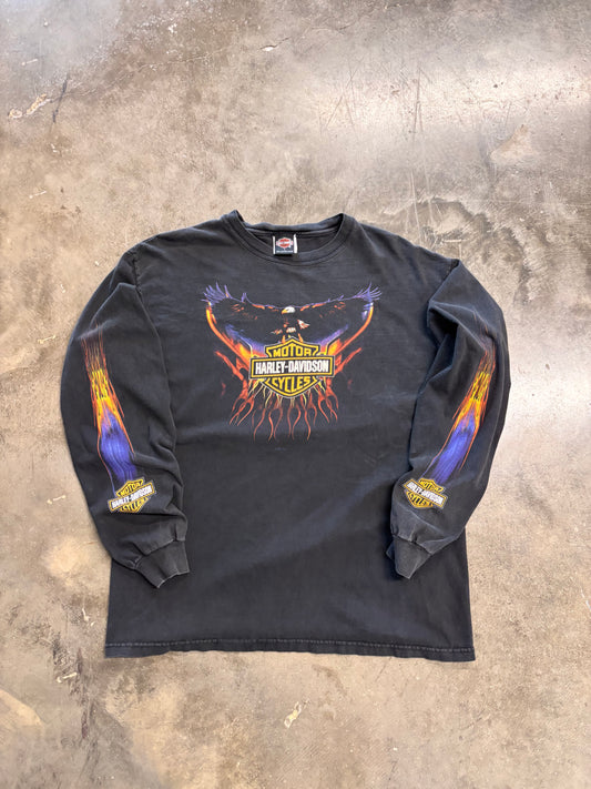 Vintage Harley Davidson Flaming Eagle long sleeve  size large