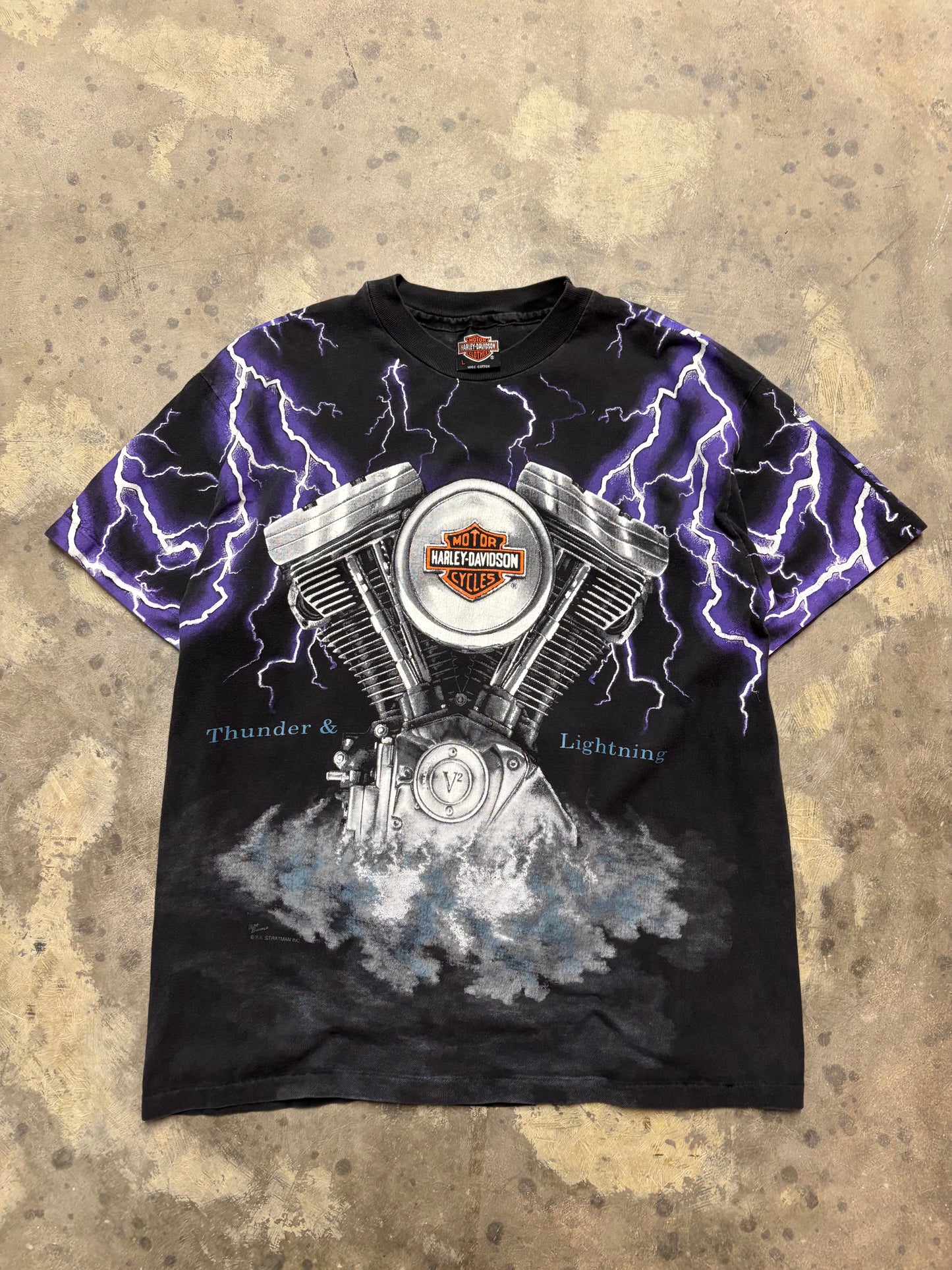 Vintage Harley Davidson Lightning AOP shirt size large