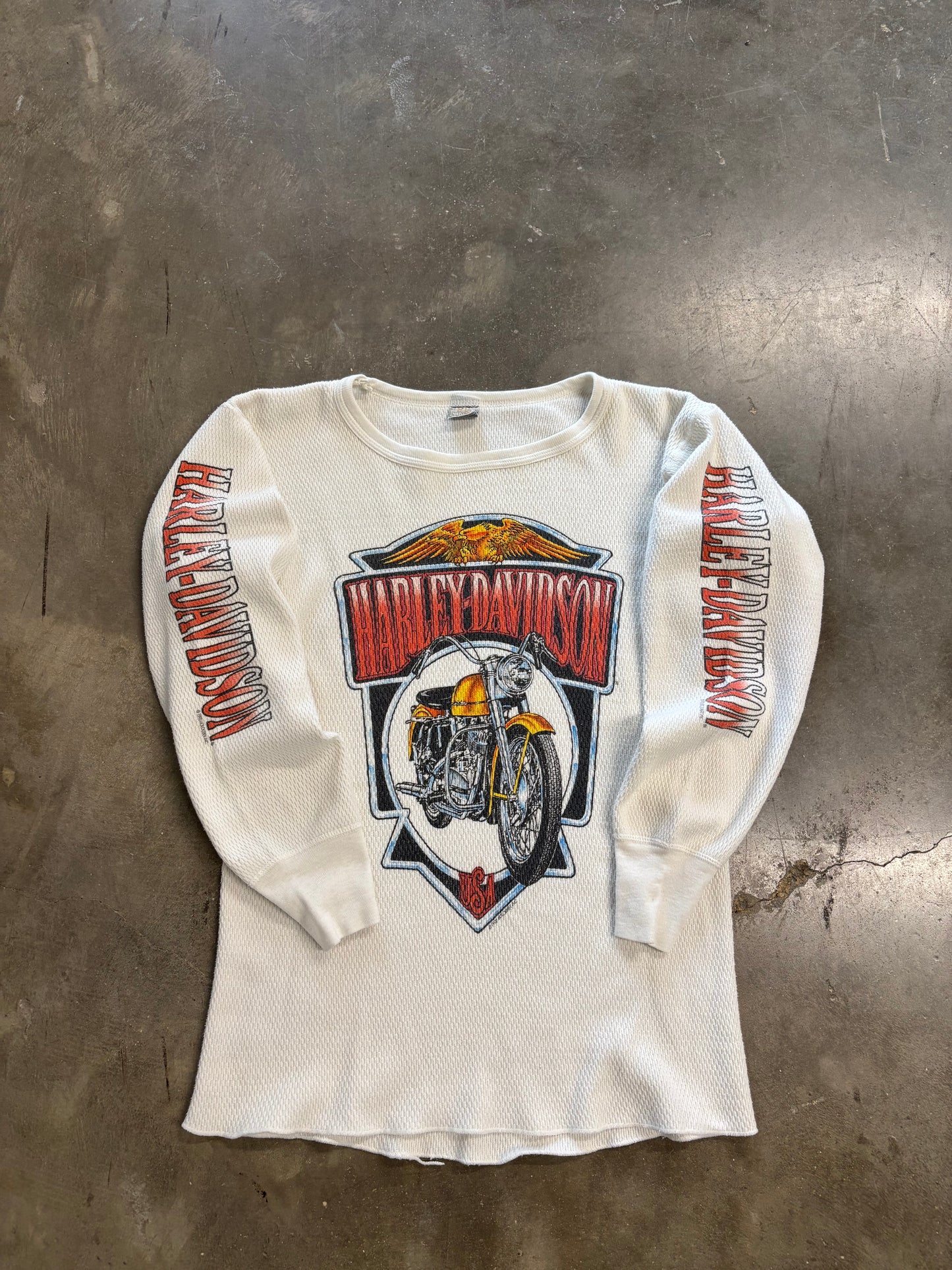 Vintage Harley Davidson White Thermal Size large