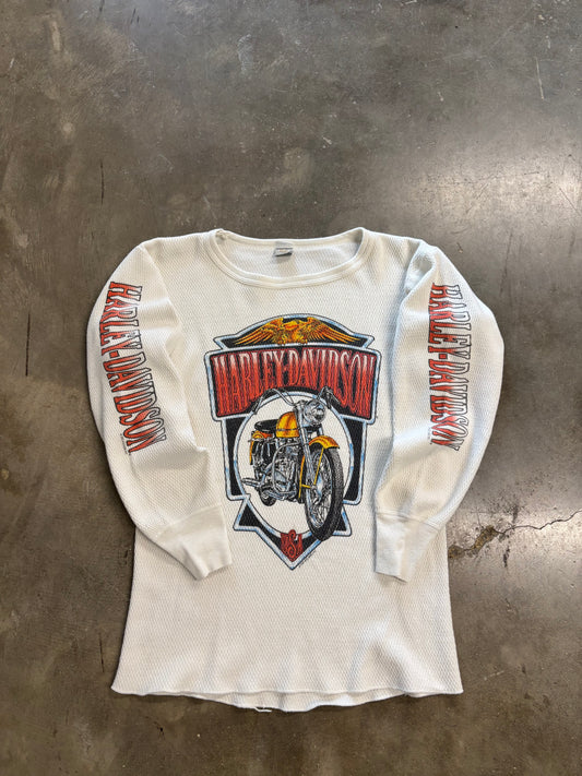 Vintage Harley Davidson White Thermal Size large