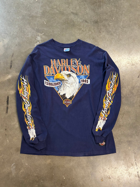 Vintage Harley Davidson Flame Eagle long sleeve size xl