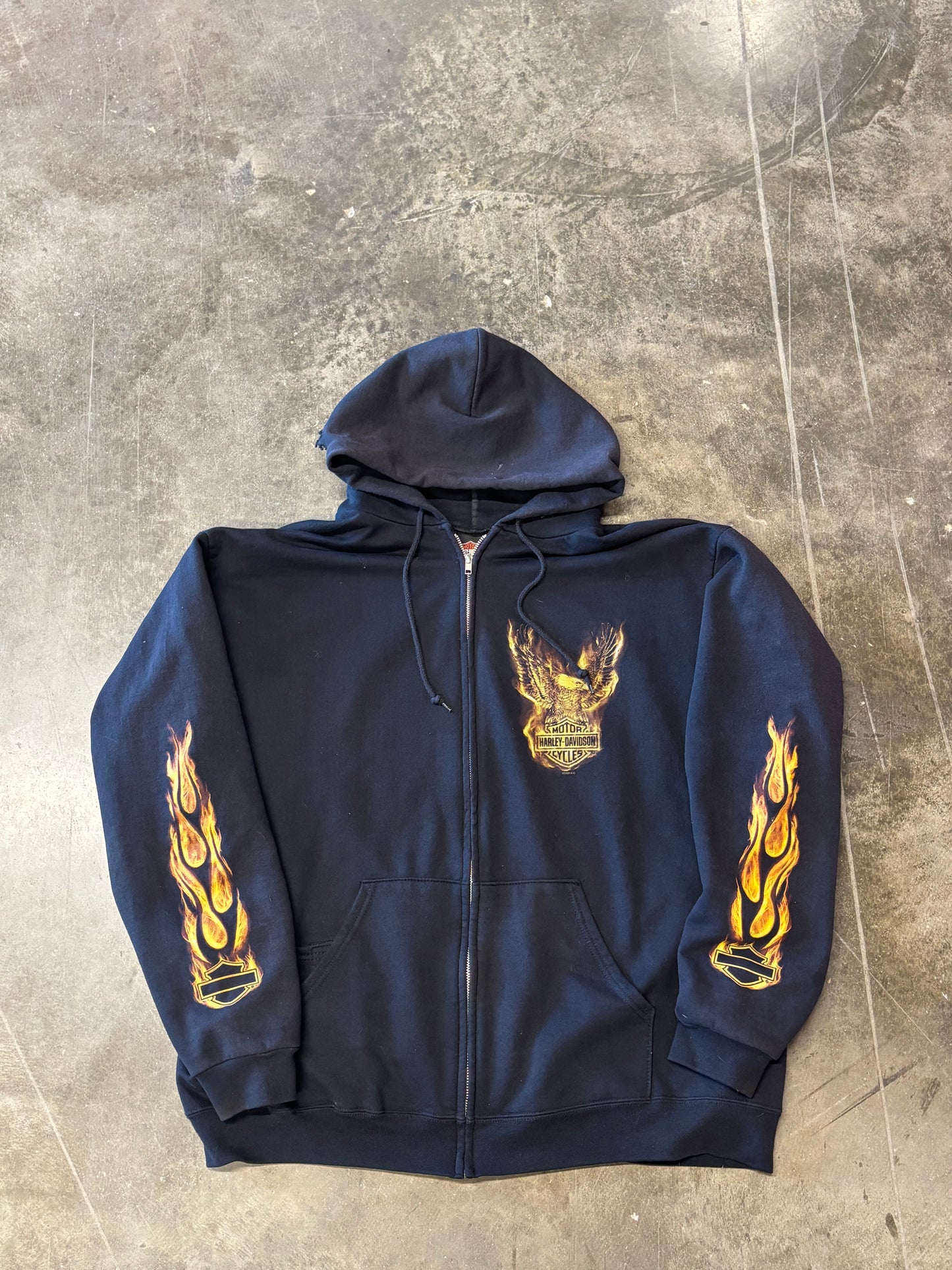 Harley Davidson Flame zip up hoodie size xl