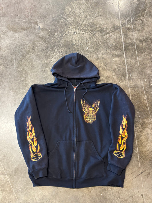 Harley Davidson Flame zip up hoodie size xl