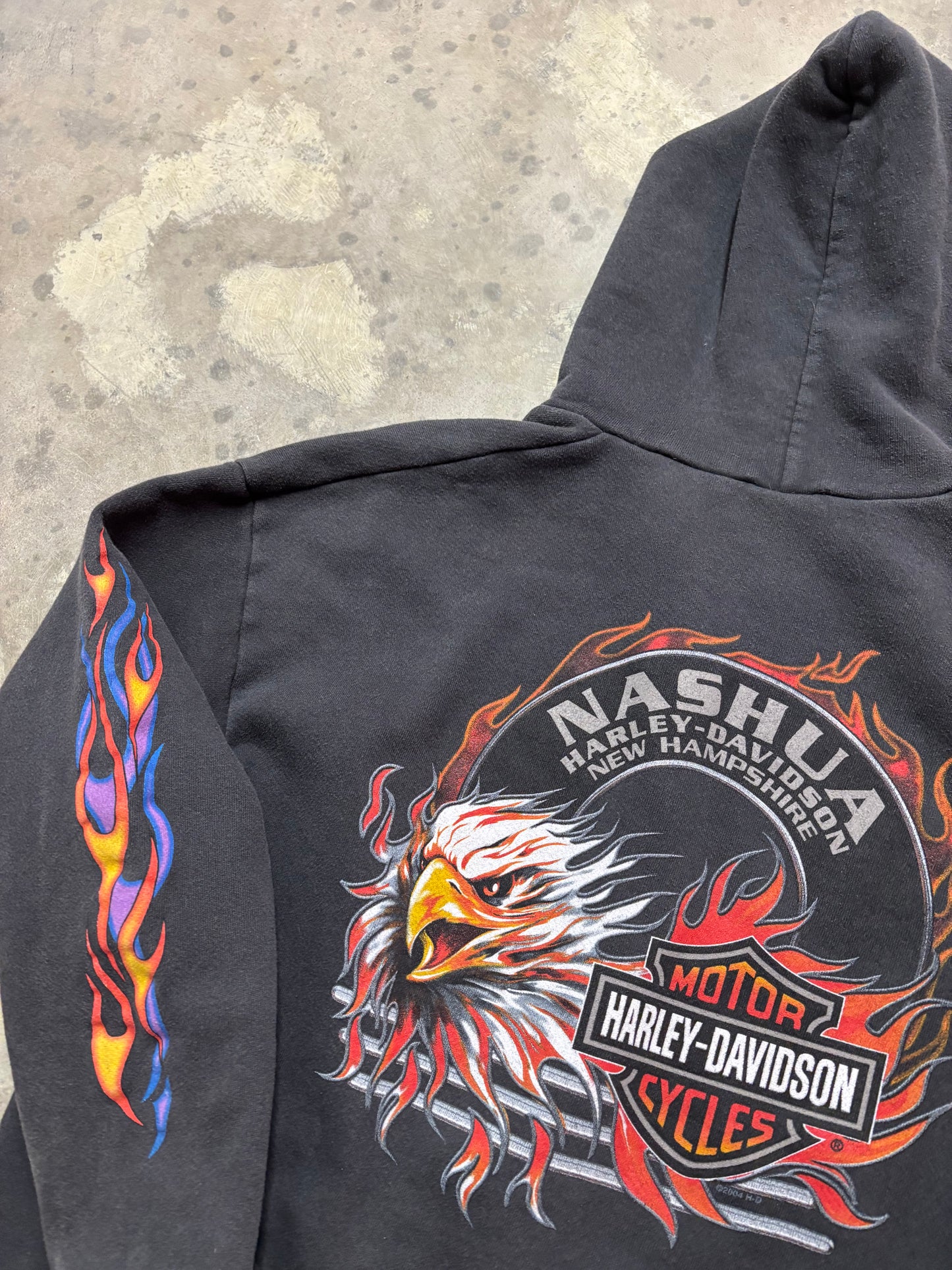 Vintage Harley Davidson multi flame zip up hoodie size extra large