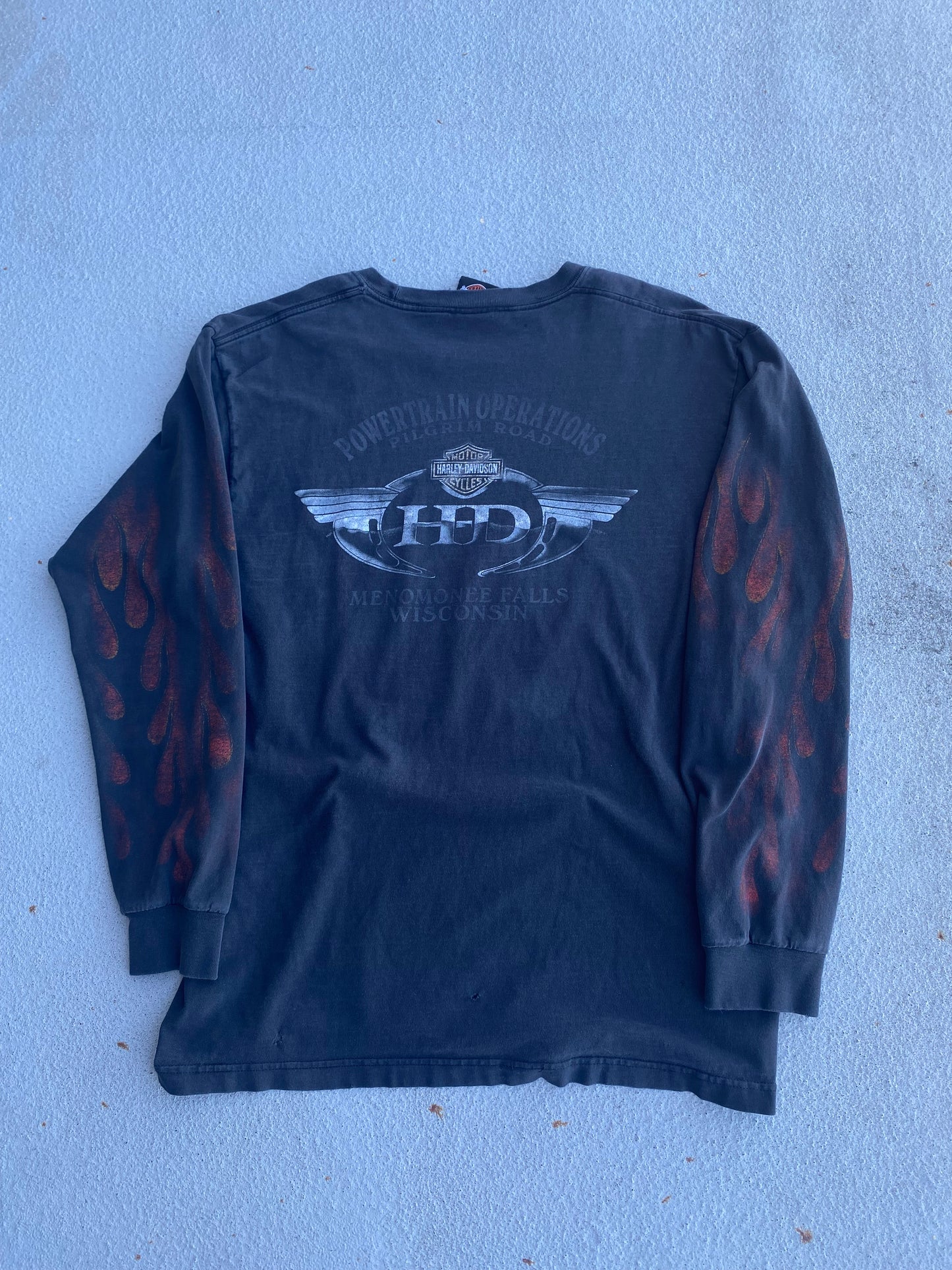 Smoked out Harley  Big Shield Flame long sleeve size large