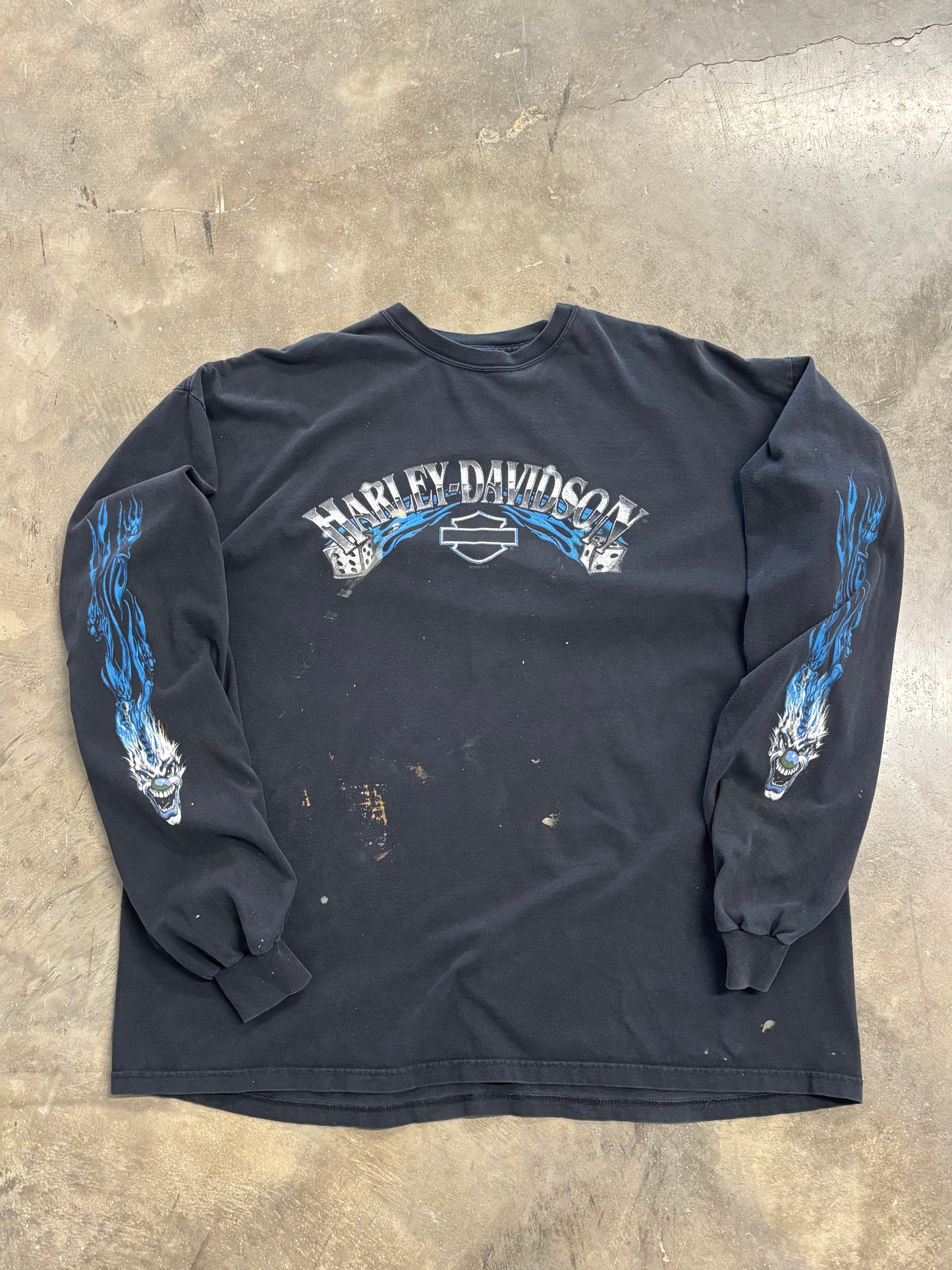 Vintage Harley Davidson Bleach Splattered Dice long sleeve size xxxl