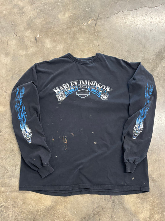 Vintage Harley Davidson Bleach Splattered Dice long sleeve size xxxl