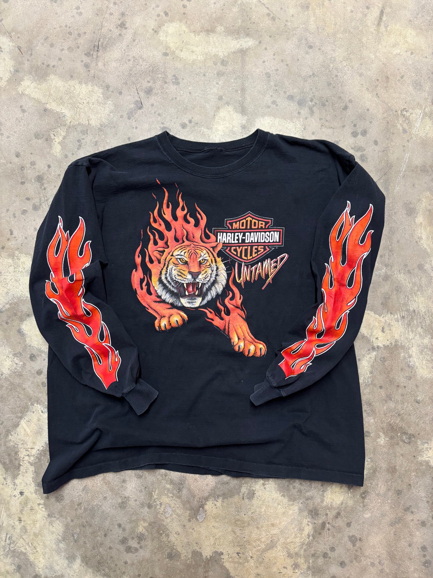 Vintage Harley Davidson Untamed Tiger long sleeve shirt size xxl