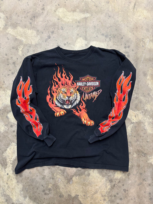Vintage Harley Davidson Untamed Tiger long sleeve shirt size xxl