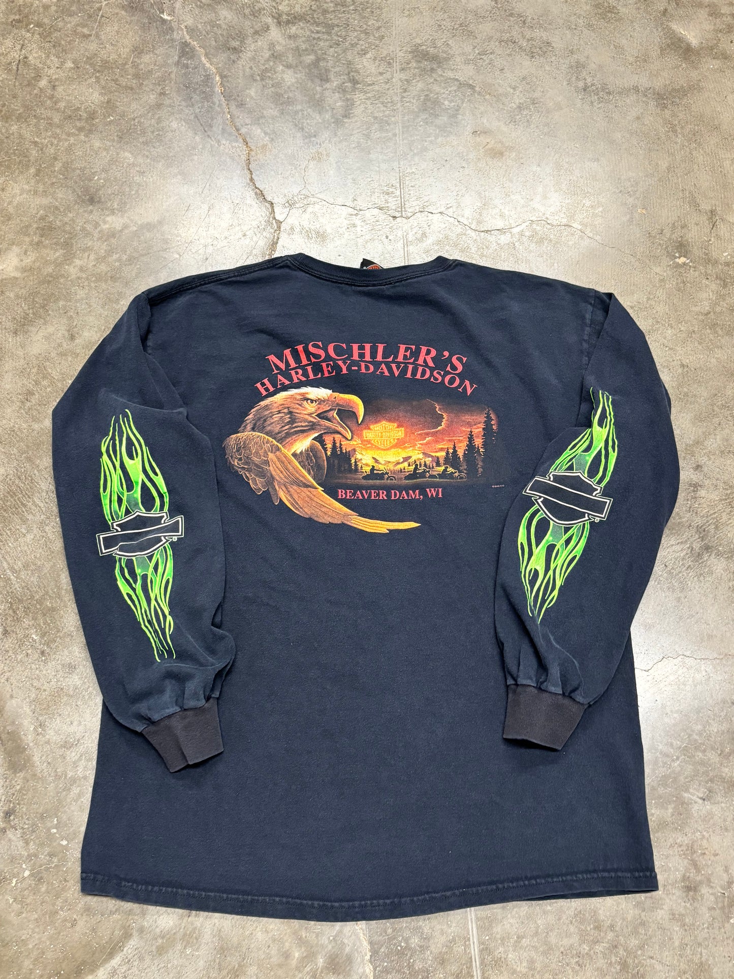 Vintage Harley Davidson Green Blade long sleeve size xl