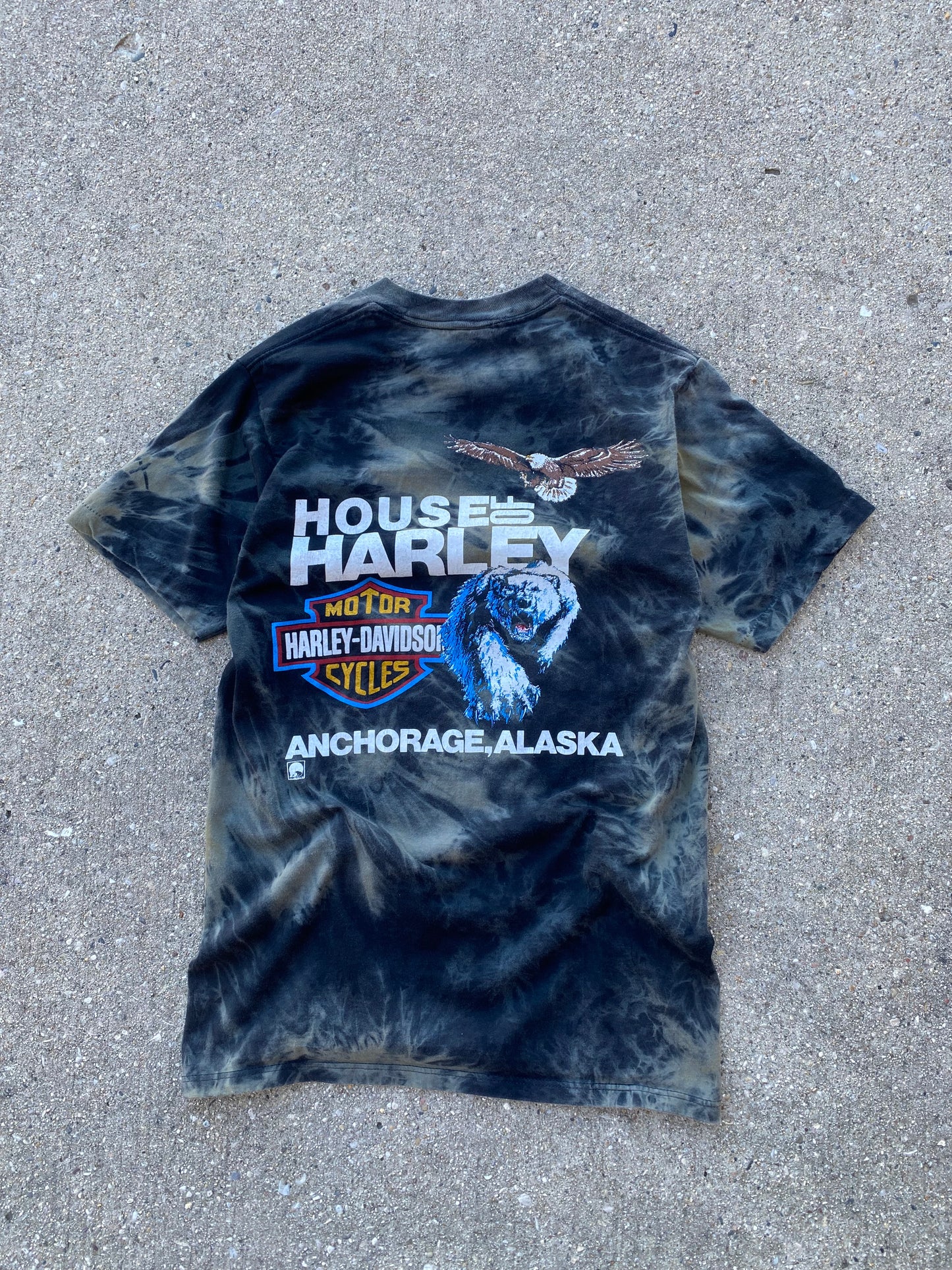 Vintage Harley Davidson Alaska bear tie dye shirt size medium