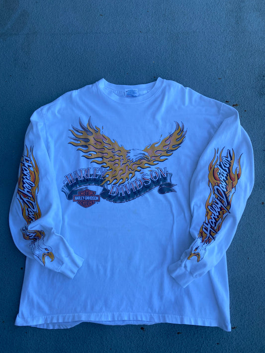 Vintage 90’s Harley Screaming Eagle white long sleeve shirt size extra large