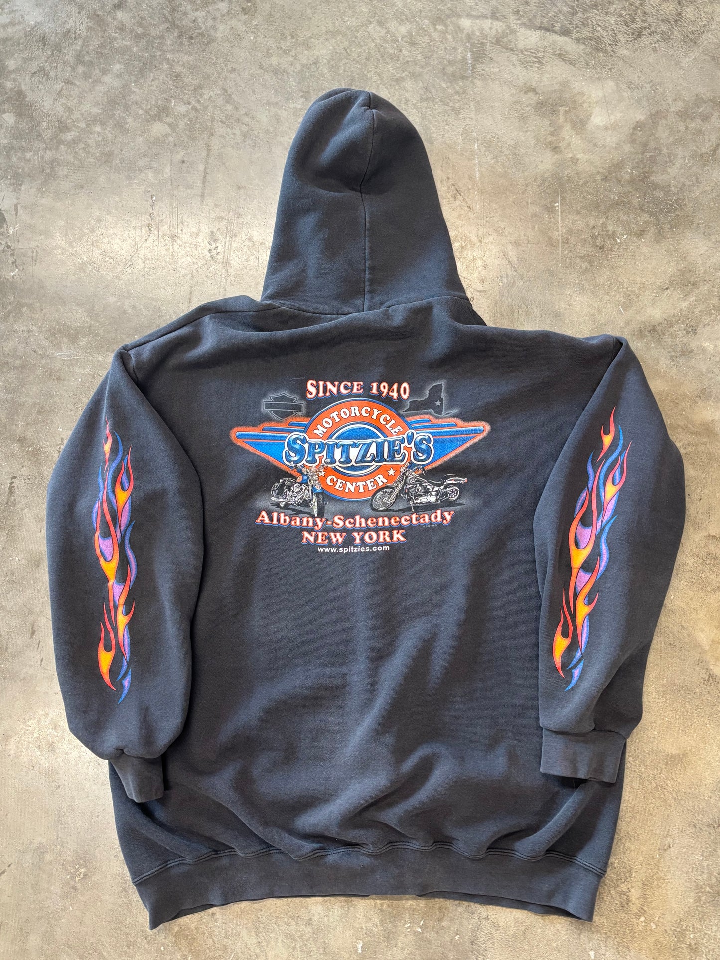 Vintage Harley Davidson flame zip up long sleeve size XL