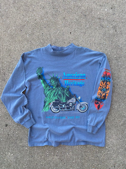 Vintage Harley Davidson Statue of Liberty long sleeve shirt size large