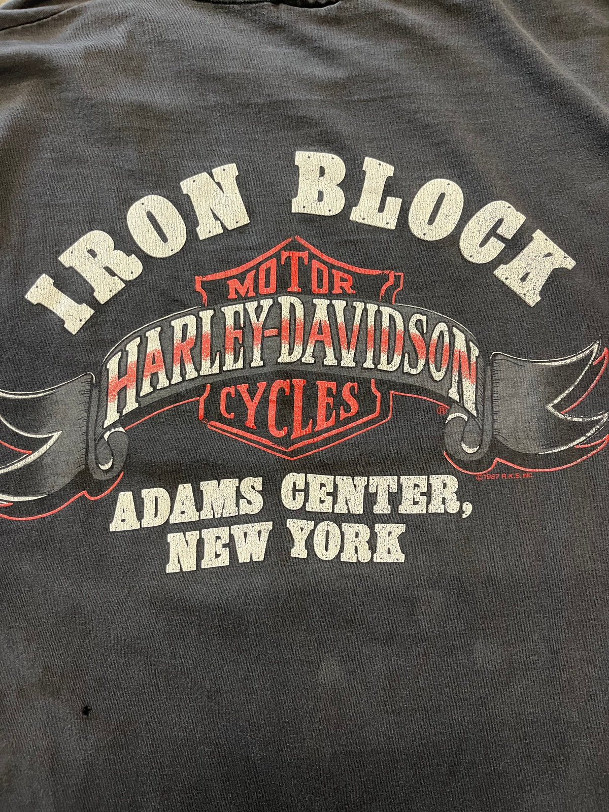 Vintage Harley Davidson Thrashed and Faded Flame ball shirt size extra large